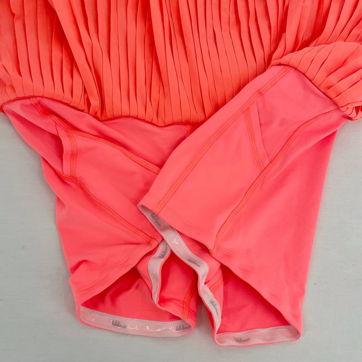 Lululemon Pleat To Street II Skirt Neon Grapefruit Pleated Skort Tennis Orange Size 10