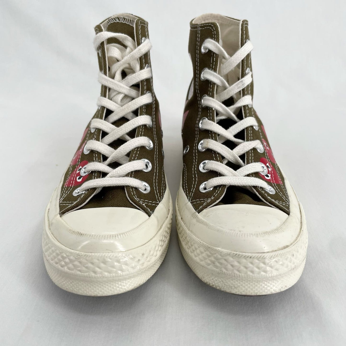 Converse X Comme des Garcons Play Chuck Taylor Multi Heart Khaki Sneaker Shoes Size 7