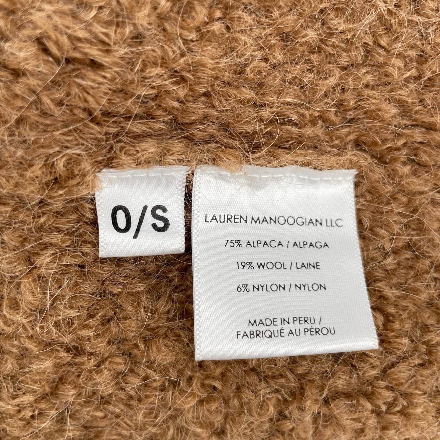 Lauren Manoogian Horizontal Poncho Camel Tan Oversized Alpaca Wool Blend One Size