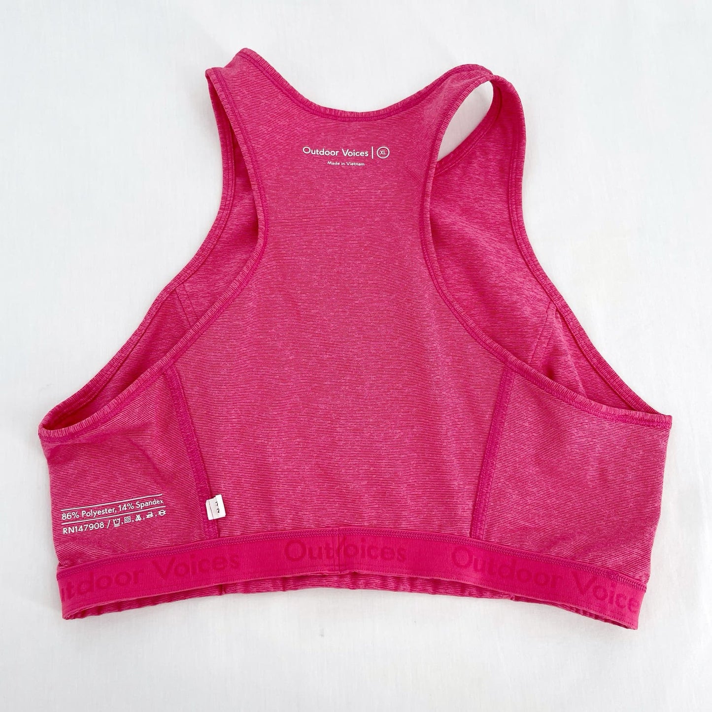 Outdoor Voices Athena Crop Top Flamingo Hot Pink High Neck Sports Bra Size XL