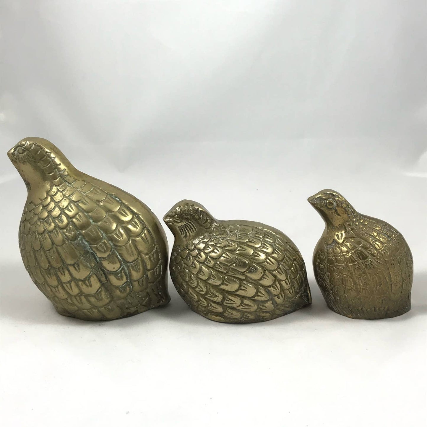 Vintage Brass Quail Grouse Set of 3 MidMod Game Bird Rustic Chic Farmhouse Decor