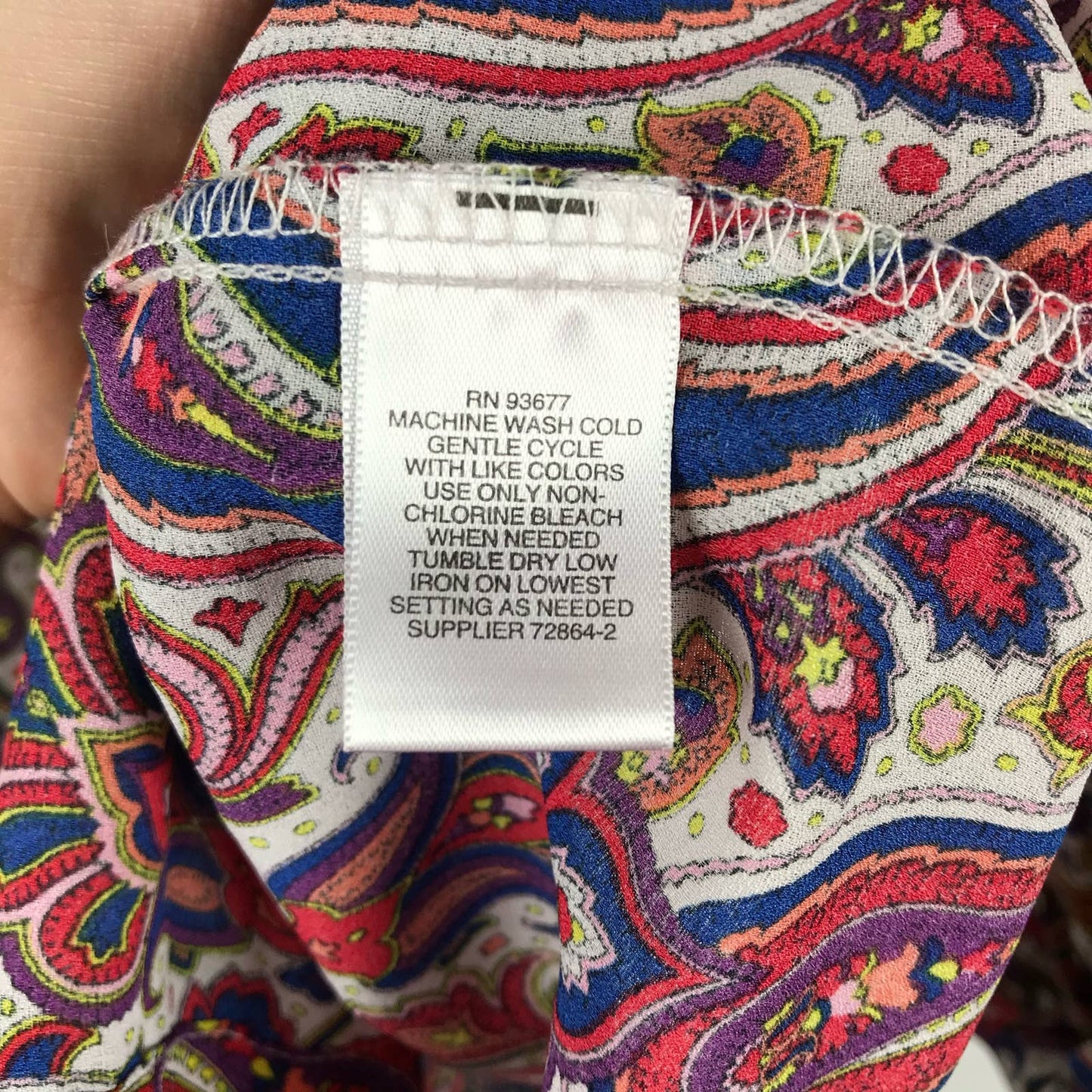 Liz Claiborne Paisley Floral Print Adjustable Roll Sleeve Jewel Tone Blouse Size S