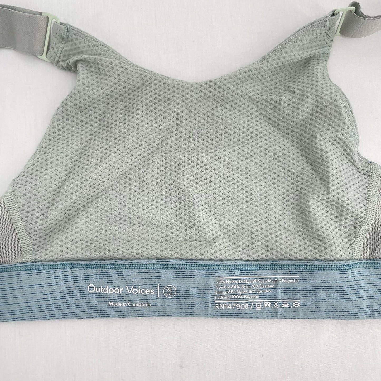 Outdoor Voices Zip Up Front Sports Bra Provincial Blue Adjustable Straps Size XL C/D