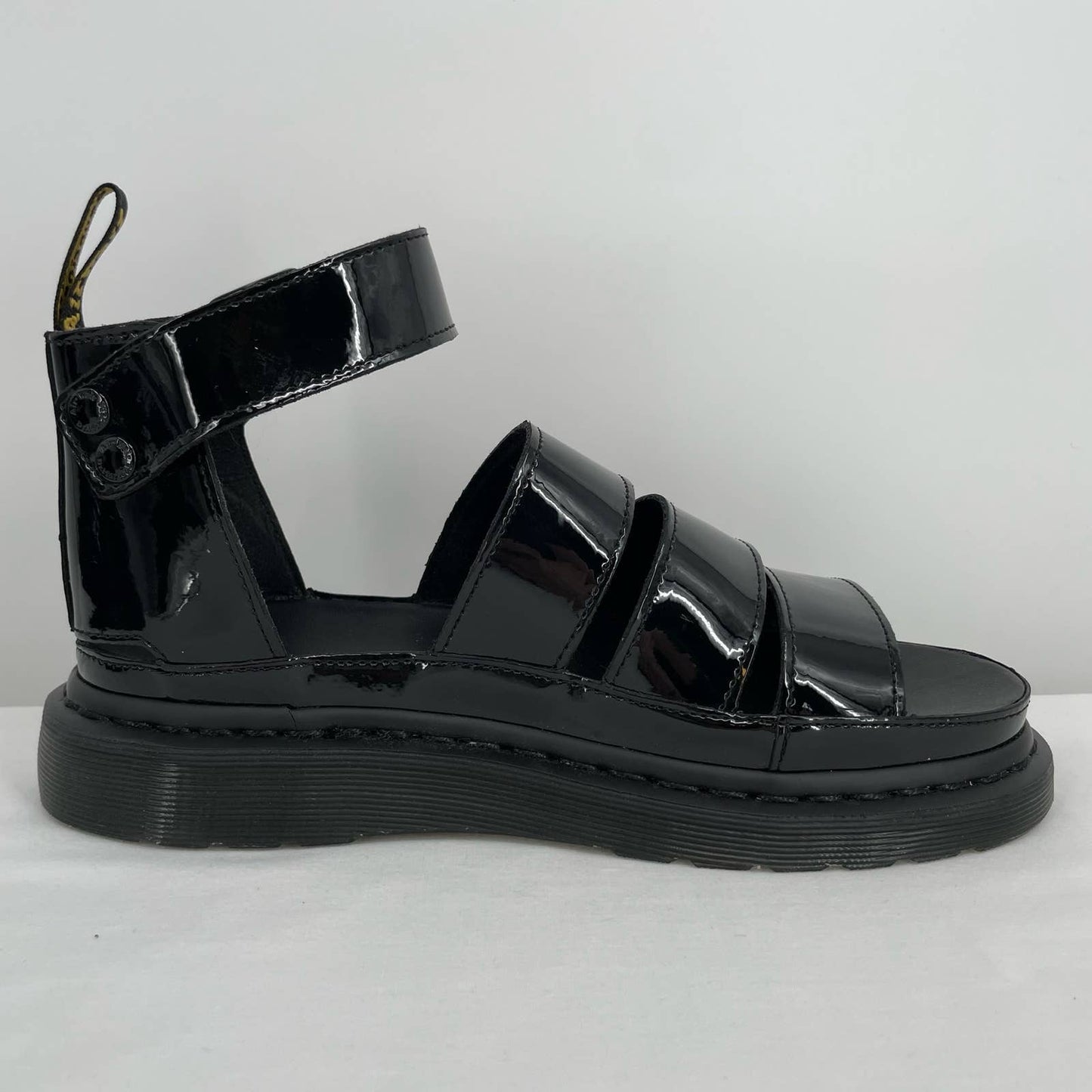 Dr. Martens Clarissa II Black Patent Leather Sandals Goth Grunge Summer Size 9
