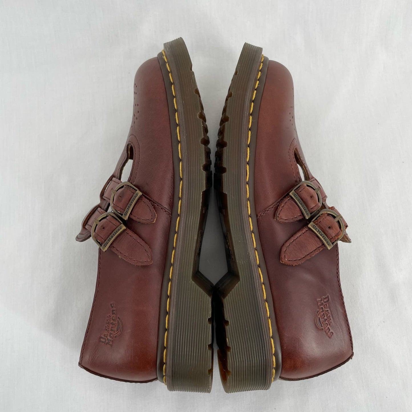 Dr. Martens Mary Jane Brown Smooth Leather Double Buckle Oxford Classic Shoes Size 8