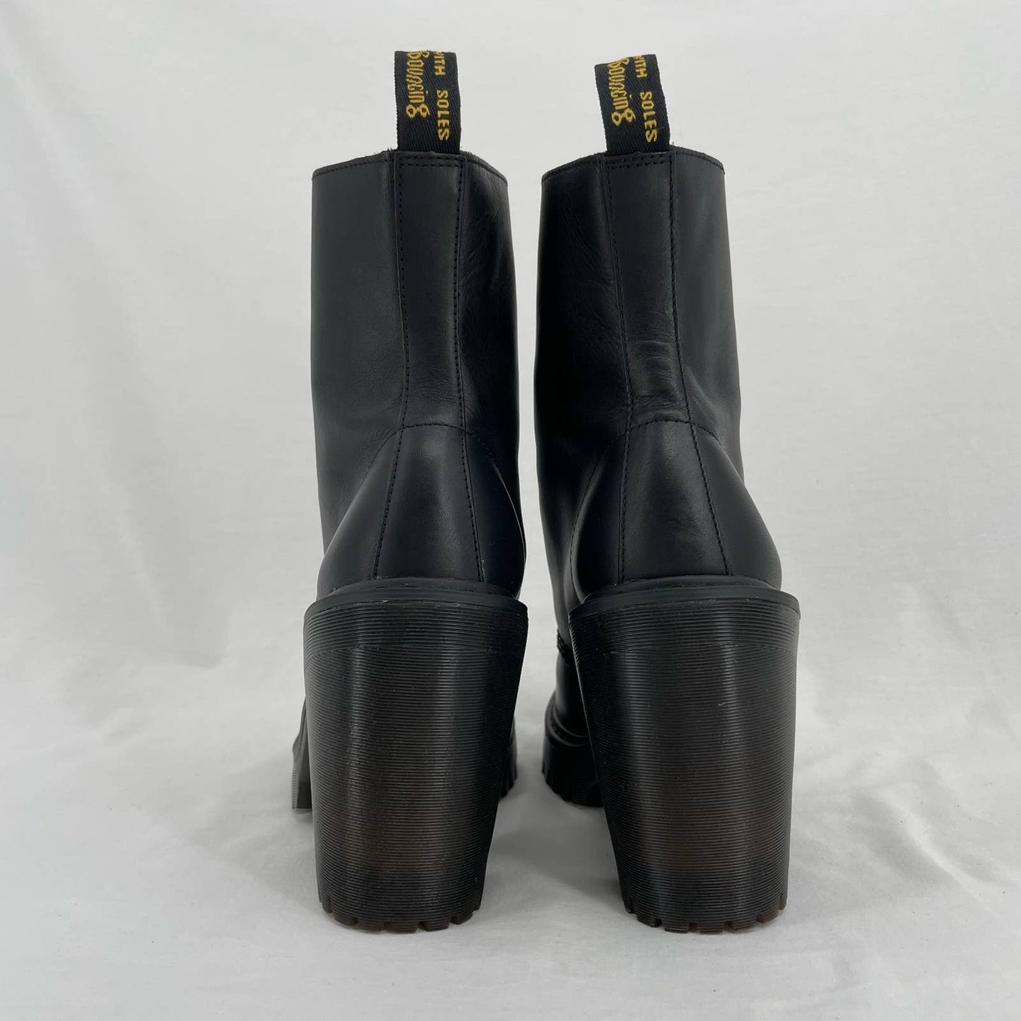 Dr. Martens Kendra Black High Heels Smooth Leather Lace Up Witchy Heeled Boots Size 9