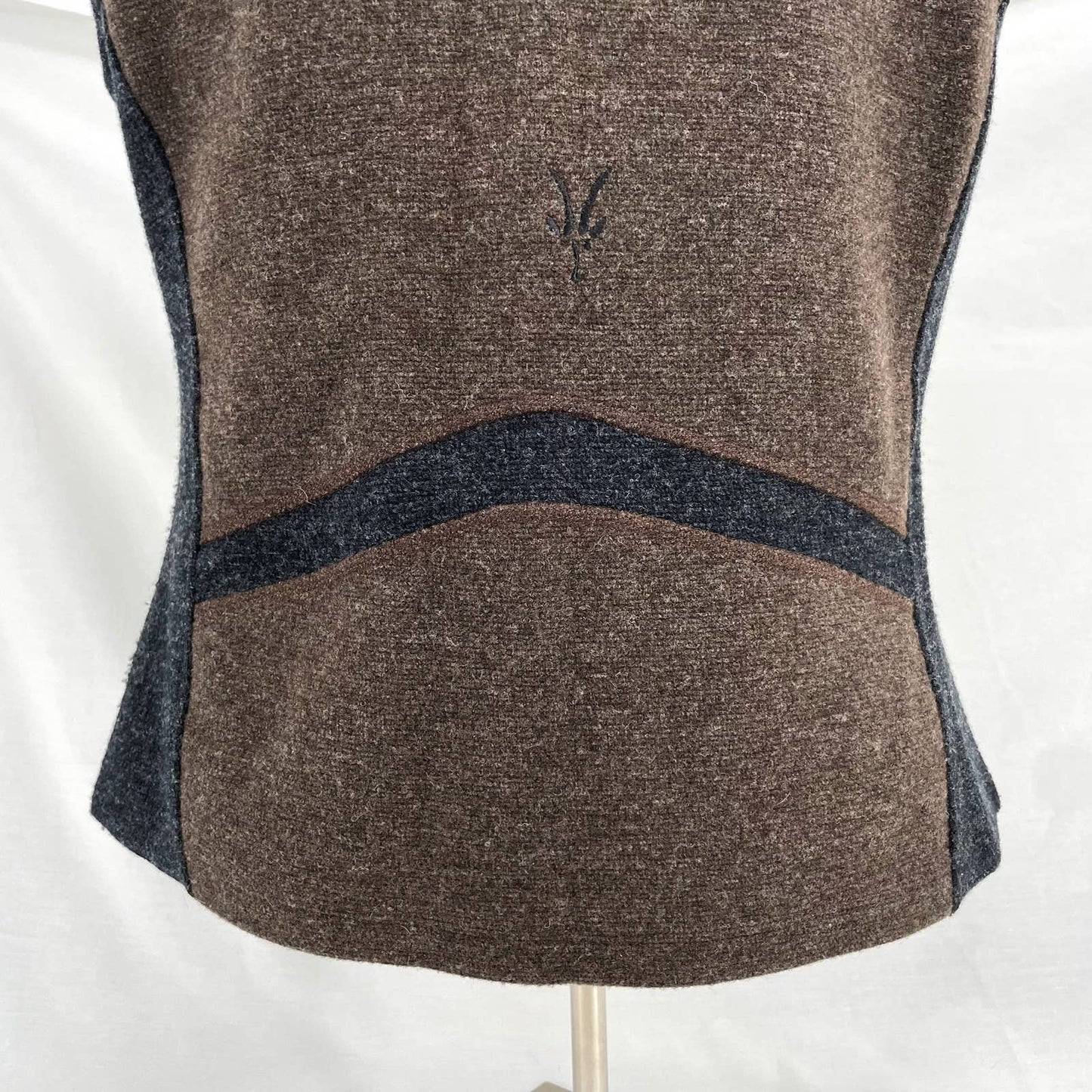 Ibex Merino Wool Full Zip Vest Brown Taupe Black Gray Pockets Outdoor Fit Size L