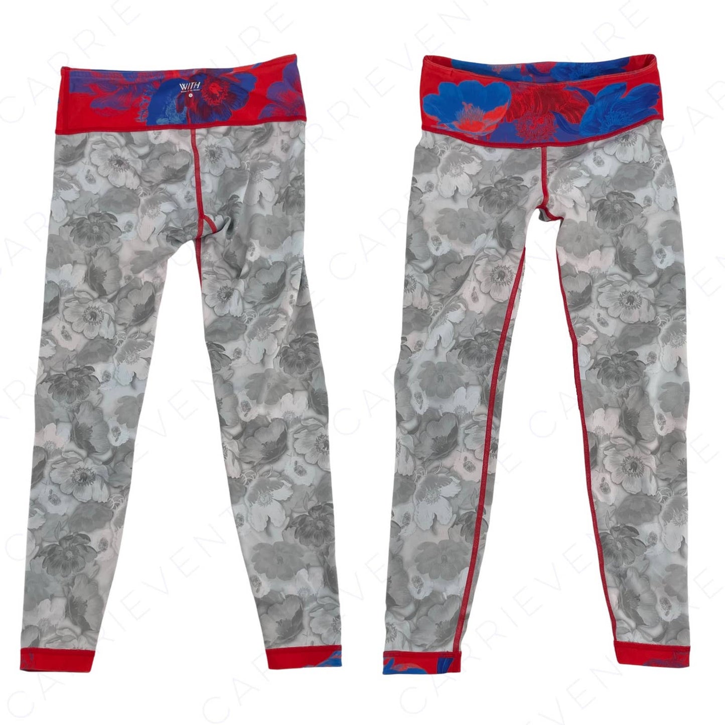 Peloton Emma Lovewell WITH Red Blue Floral Leggings Wear It To Heart Women’s Size S