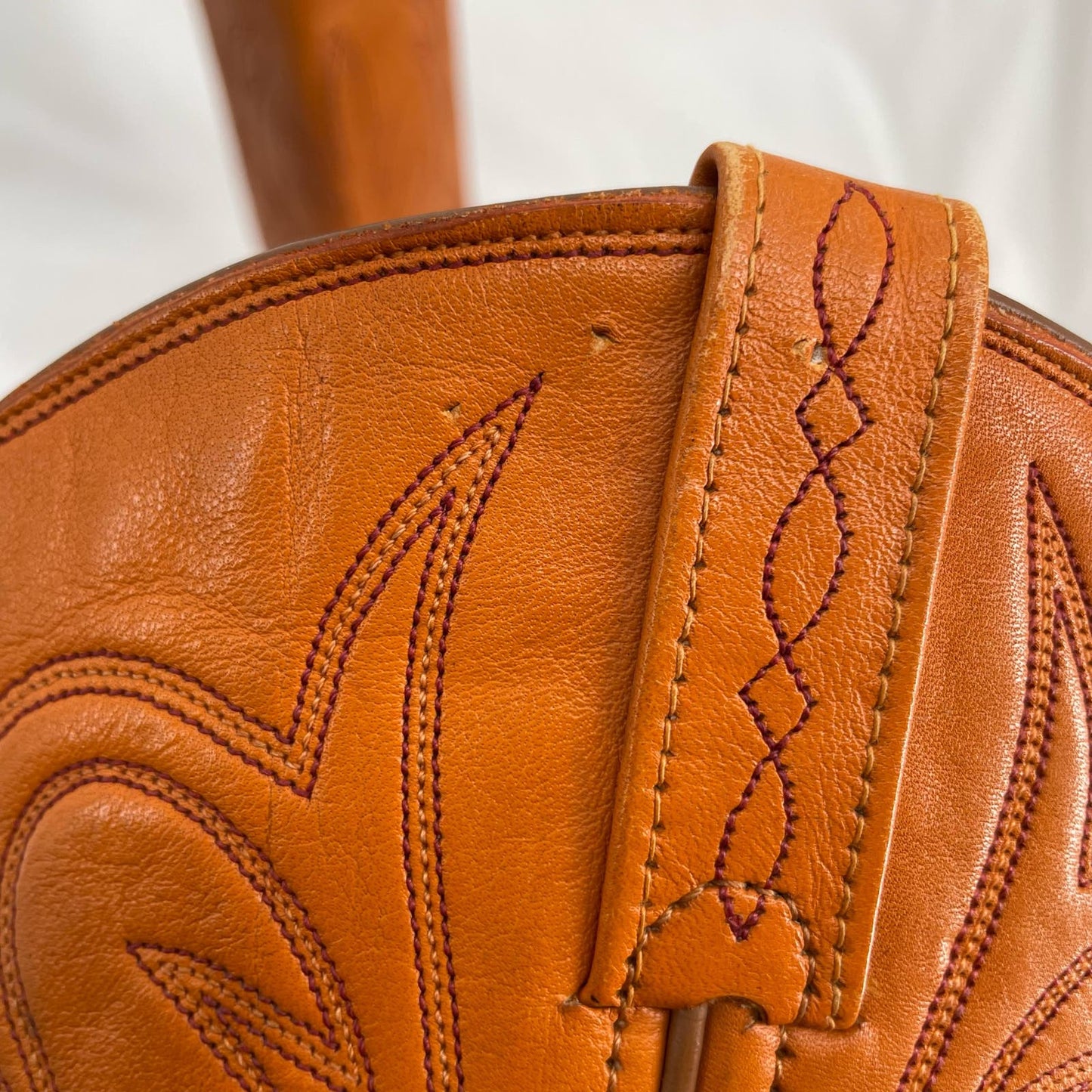 El Dorado Vintage Ostrich Orange Leather Buttercup Cowboy Western Boots Size 8M