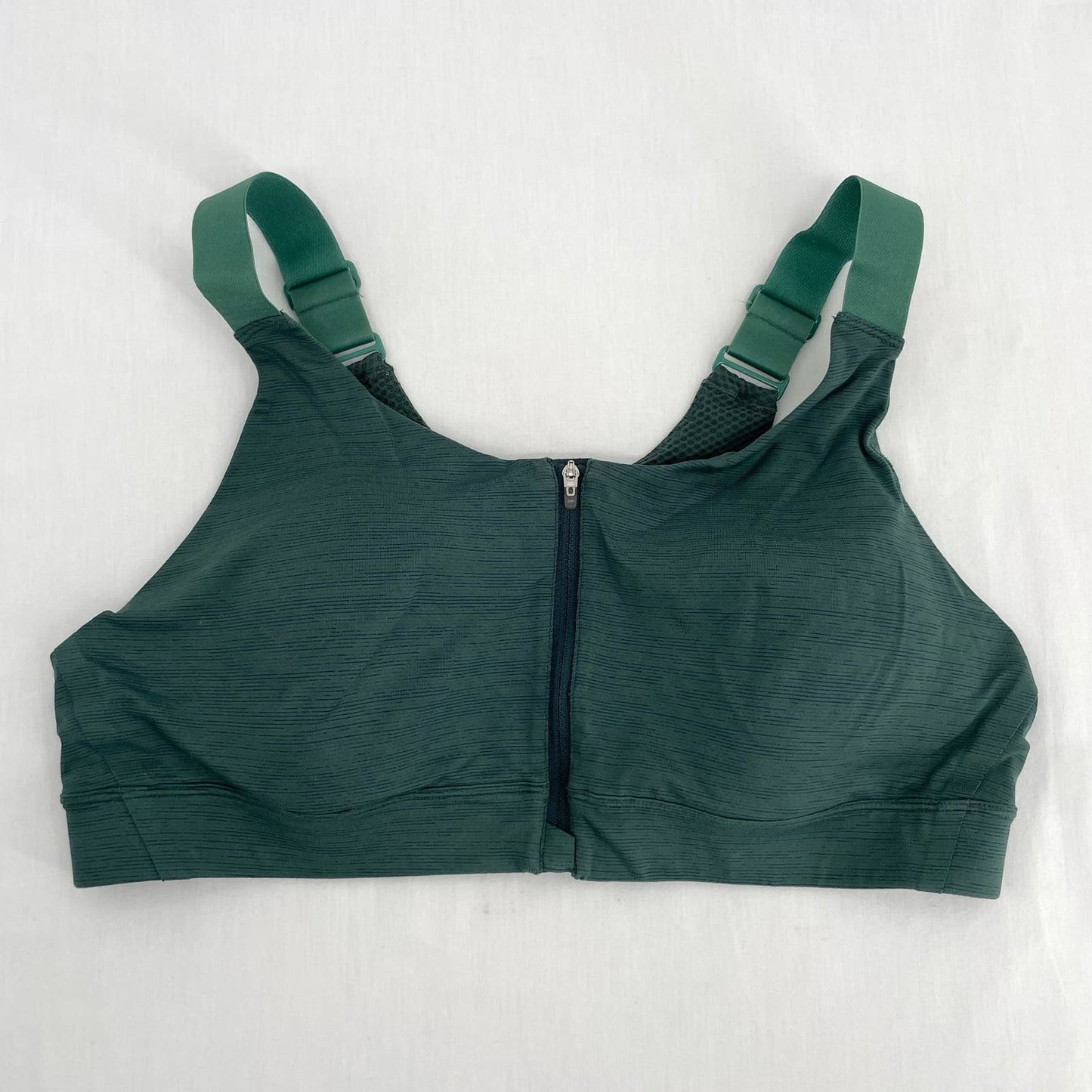 Outdoor Voices Zip Up Front Sports Bra Evergreen Dark Green Adjustable Straps Size XL (C/D)