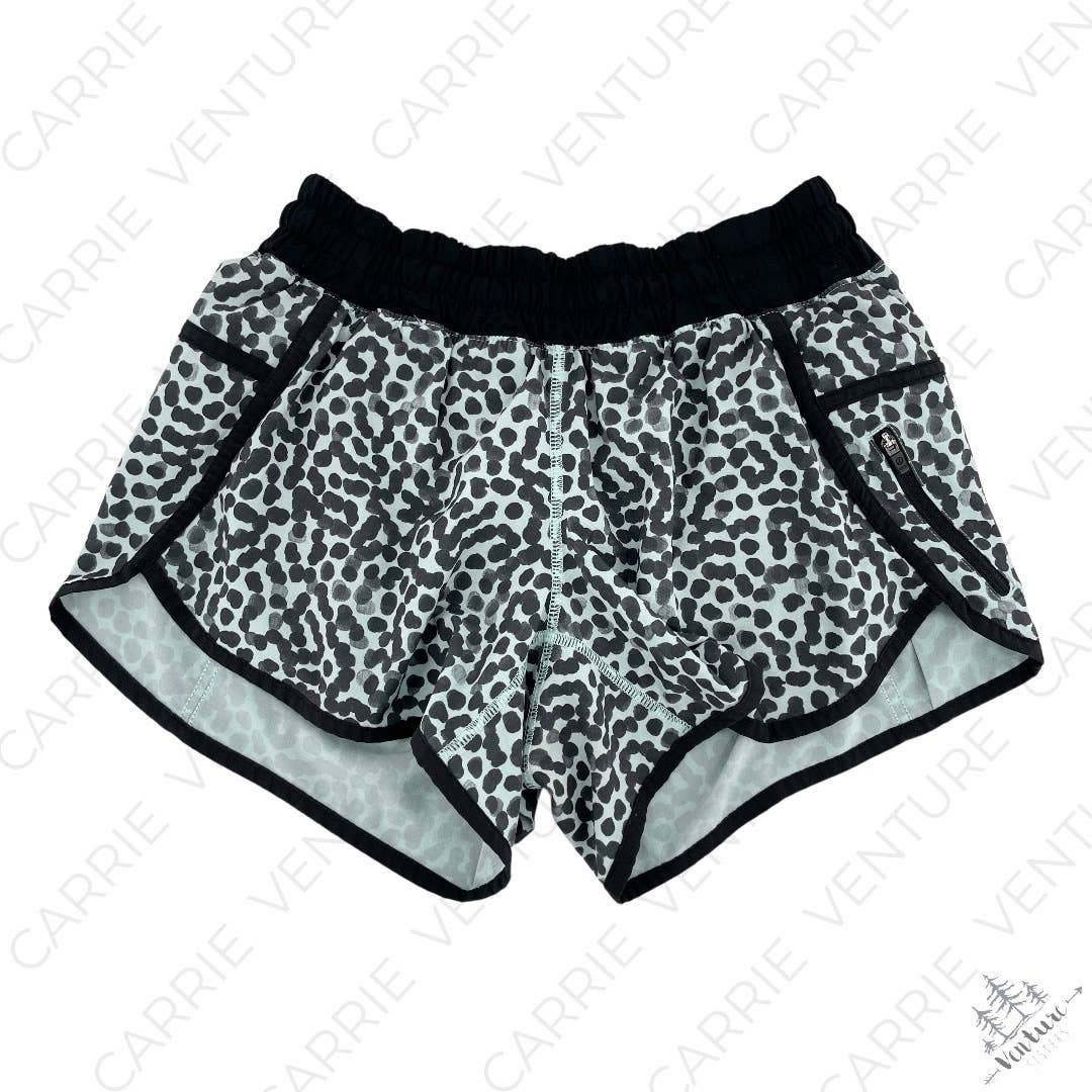 Lululemon Tracker Short III Ace Spot Tranquil Blue Black Running Active Shorts Size 6