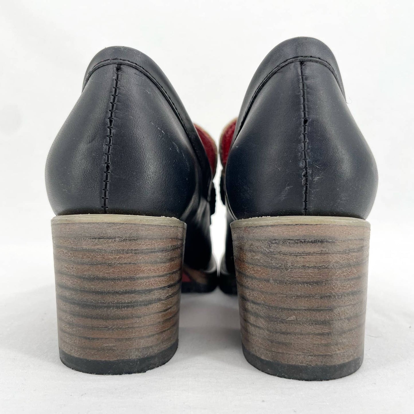 Freebird by Steven Bristol Blue Croc Black Leather Crocodile Loafer Heels Size 7