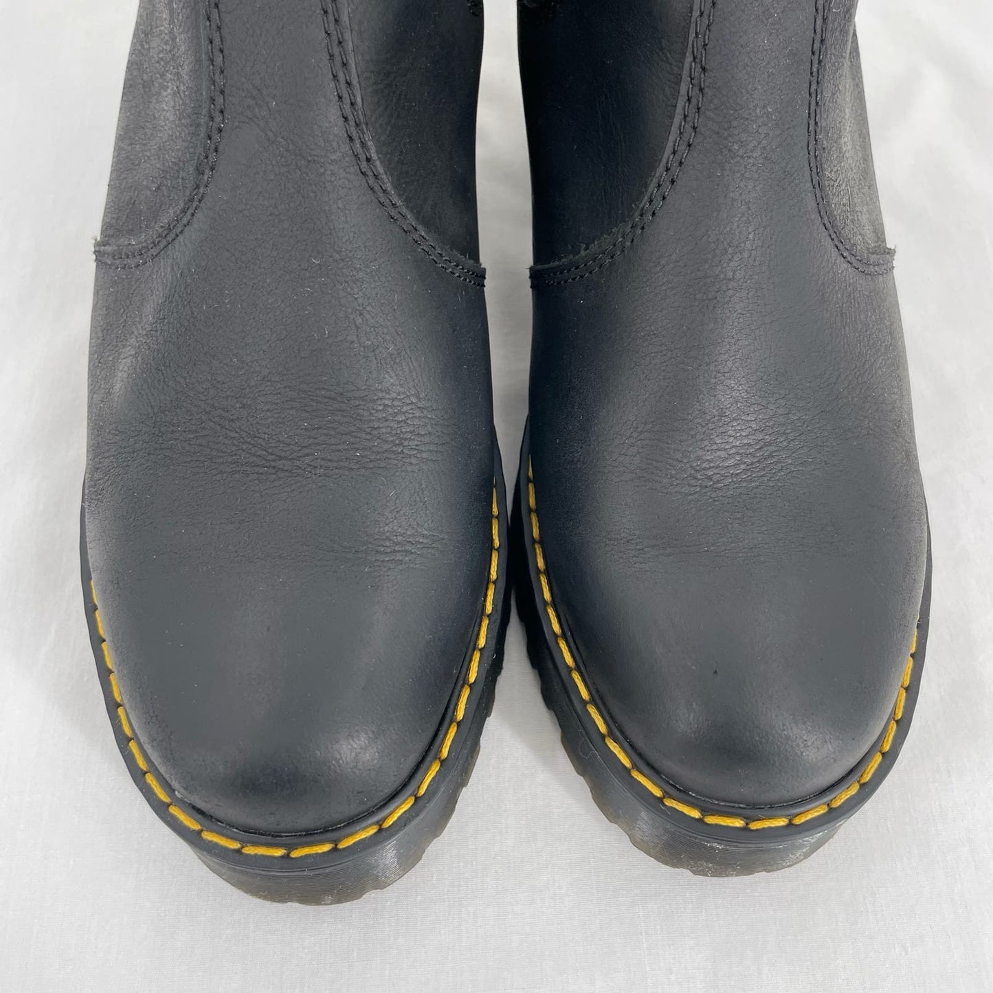 Dr. Martens Rometty Black Leather Platform Heeled Chelsea Ankle Boot Grunge Docs Size 8