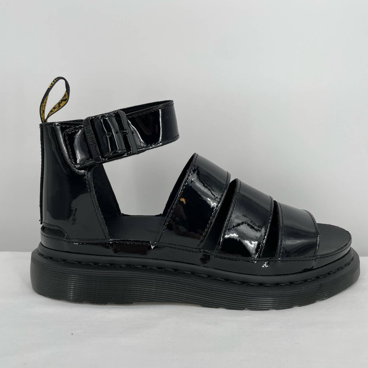 Dr. Martens Clarissa II Black Patent Leather Sandals Goth Grunge Summer Size 9