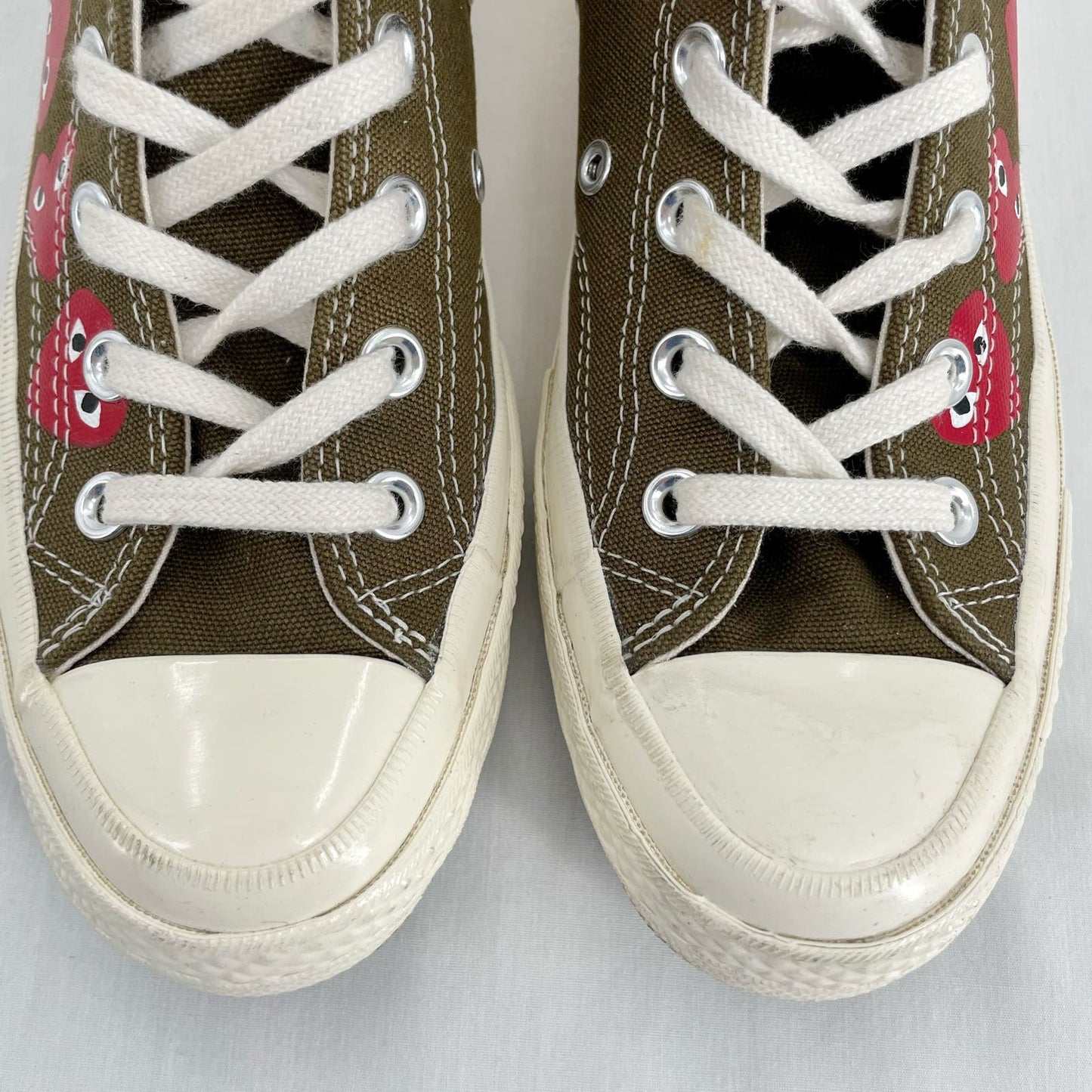 Converse X Comme des Garcons Play Chuck Taylor Multi Heart Khaki Sneaker Shoes Size 7