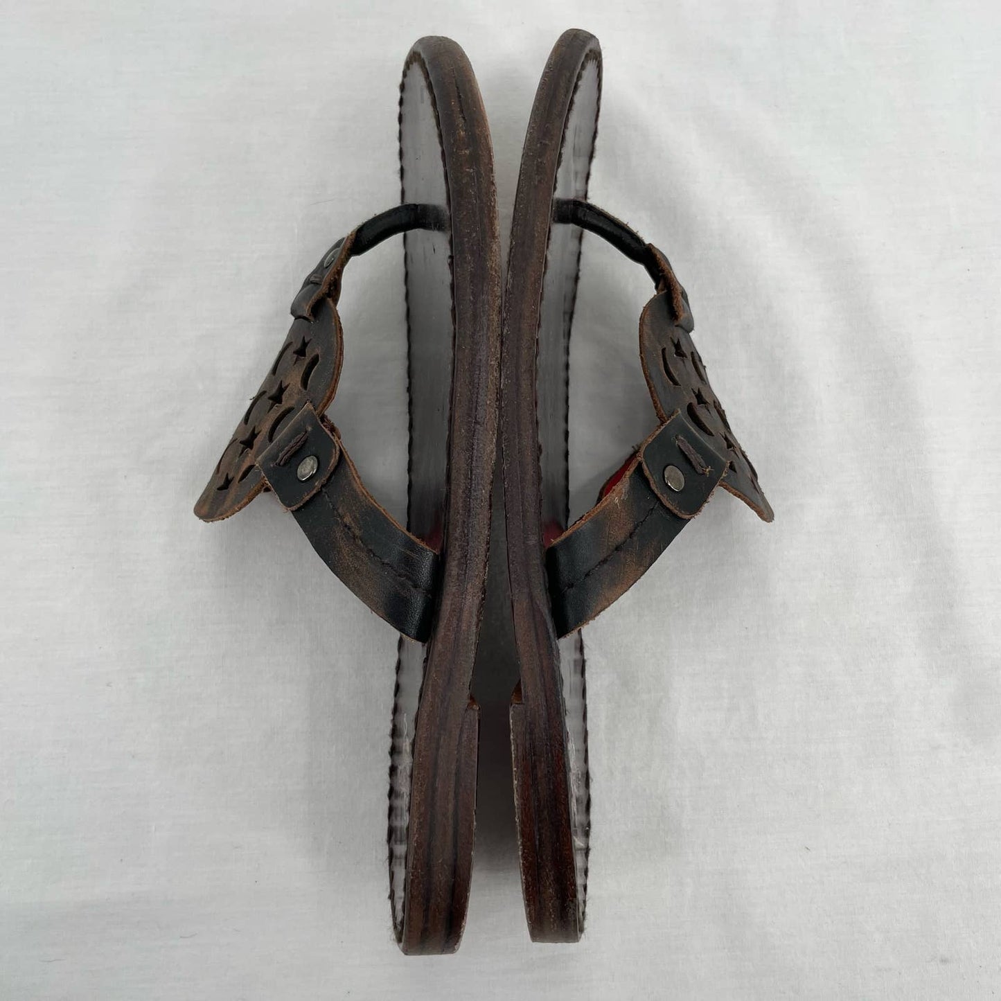 Freebird by Steven Vallarta Celestial Dark Brown Leather Thong Style Sandals Size 7