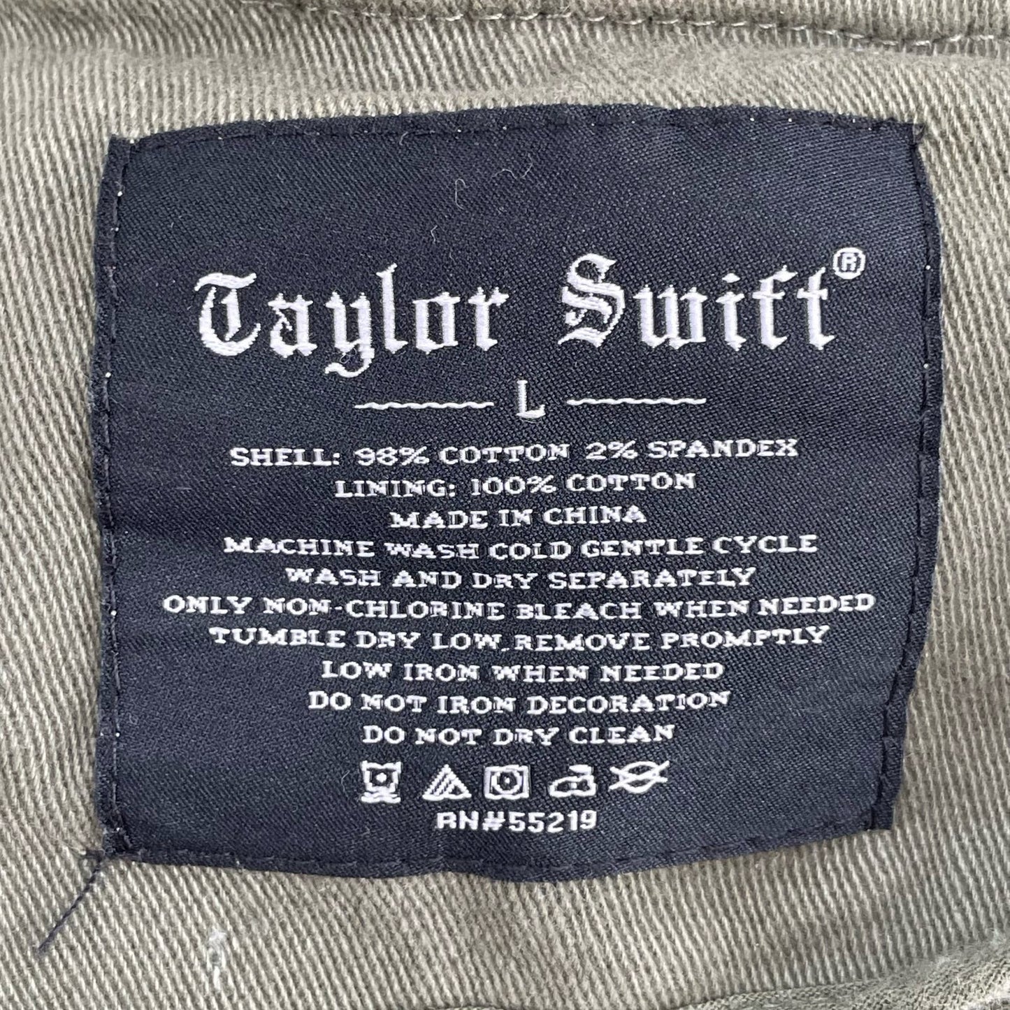 Taylor Swift Reputation Jacket Army Green Black Snake Stadium Tour Olive Coat Size L