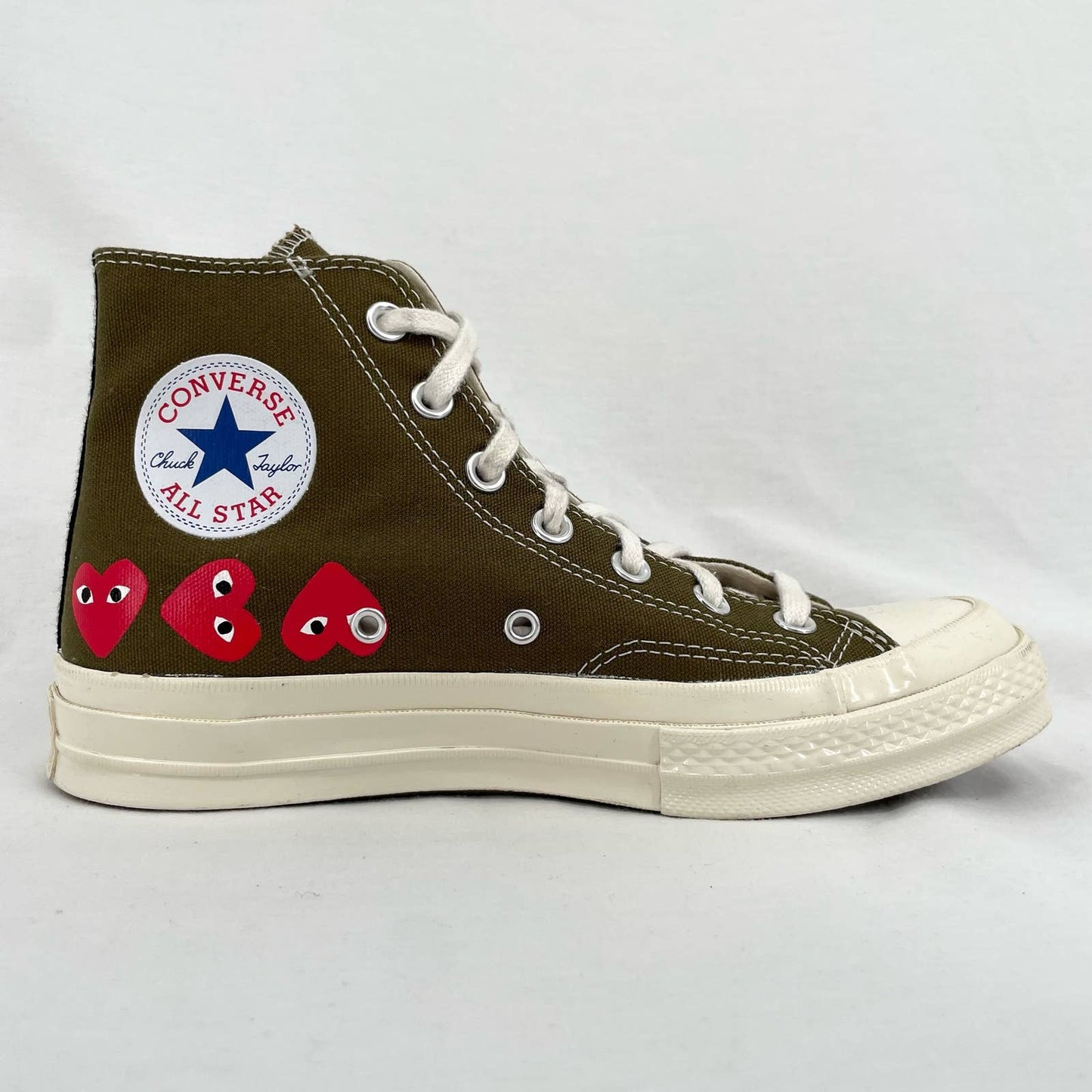 Converse X Comme des Garcons Play Chuck Taylor Multi Heart Khaki Sneakers Shoes Size W 8
