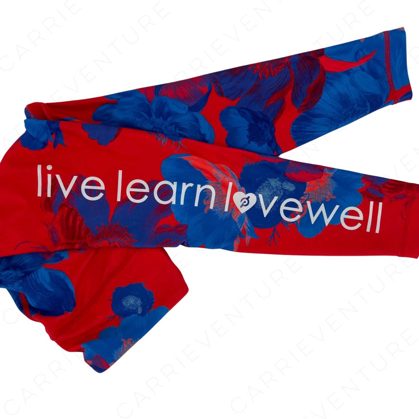 Peloton Emma Lovewell WITH Red Blue Floral Leggings Wear It To Heart Women’s Size S