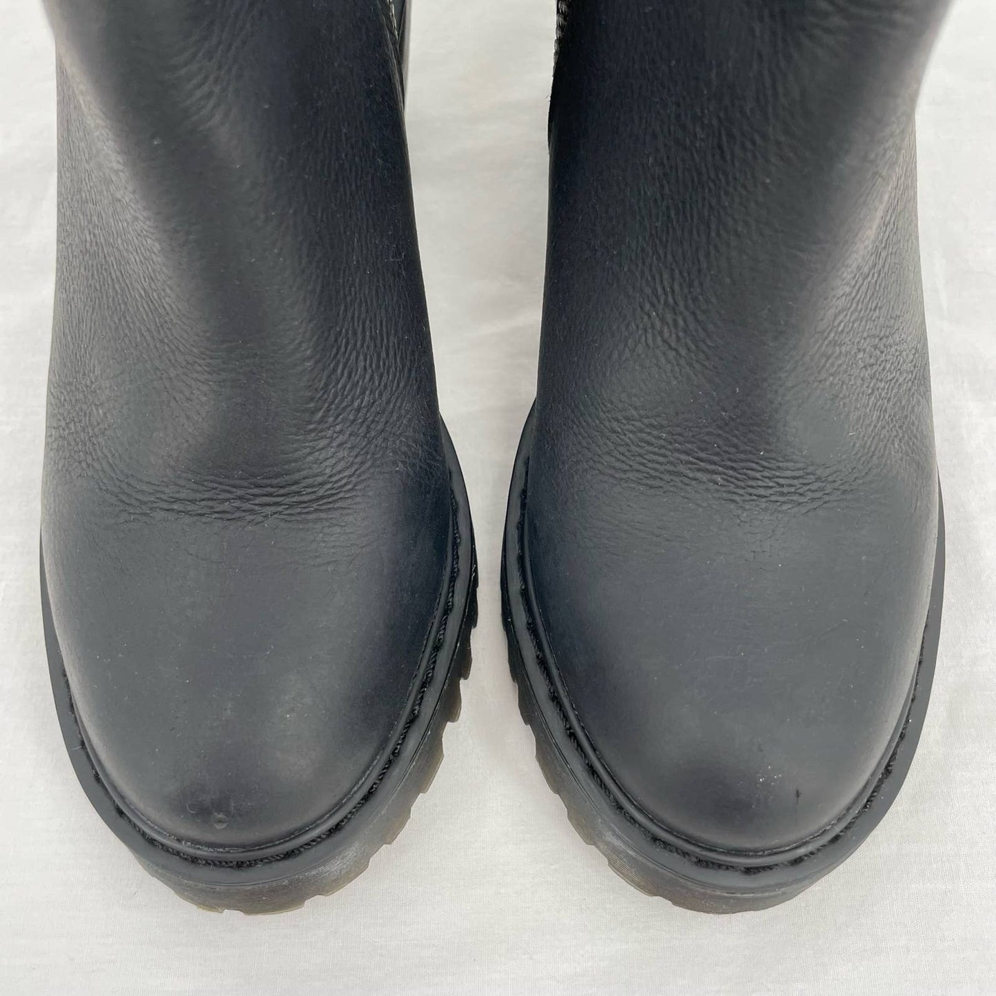 Dr. Martens Magdalena Black Blackout Monochromatic Leather Heeled Ankle Boots Size 7