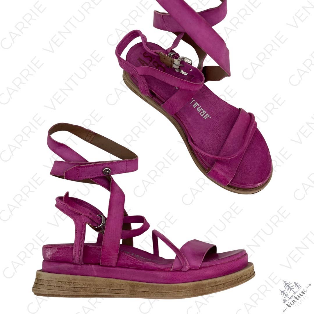 A.S.98 AS98 Labo Hot Pink Fuchsia Leather Wrap Platform Gladiator Sandals Size EU 39