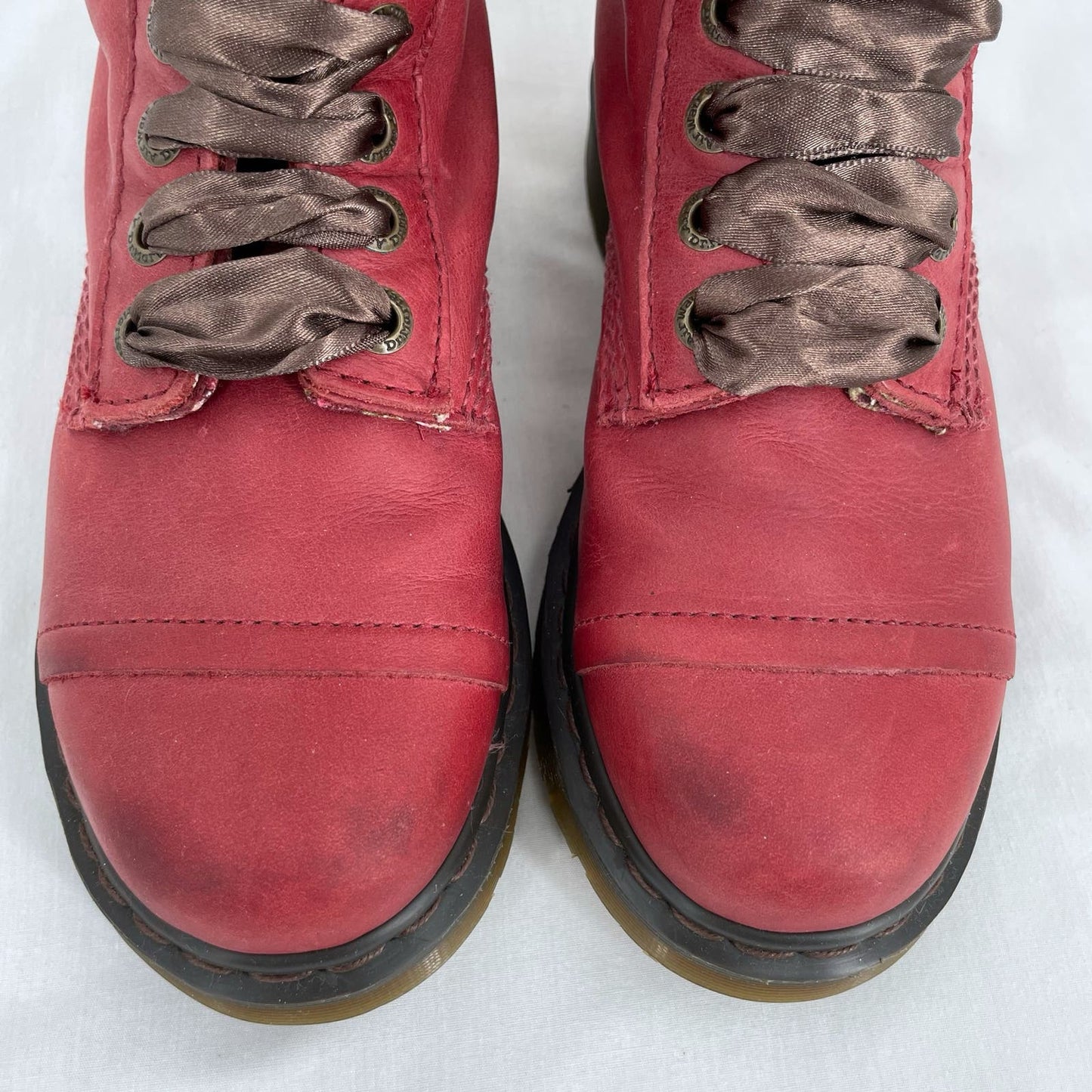 Dr. Martens Triumph Boots Red Oxblood Leather Pirate Fold Down Floral Boots US Size 7