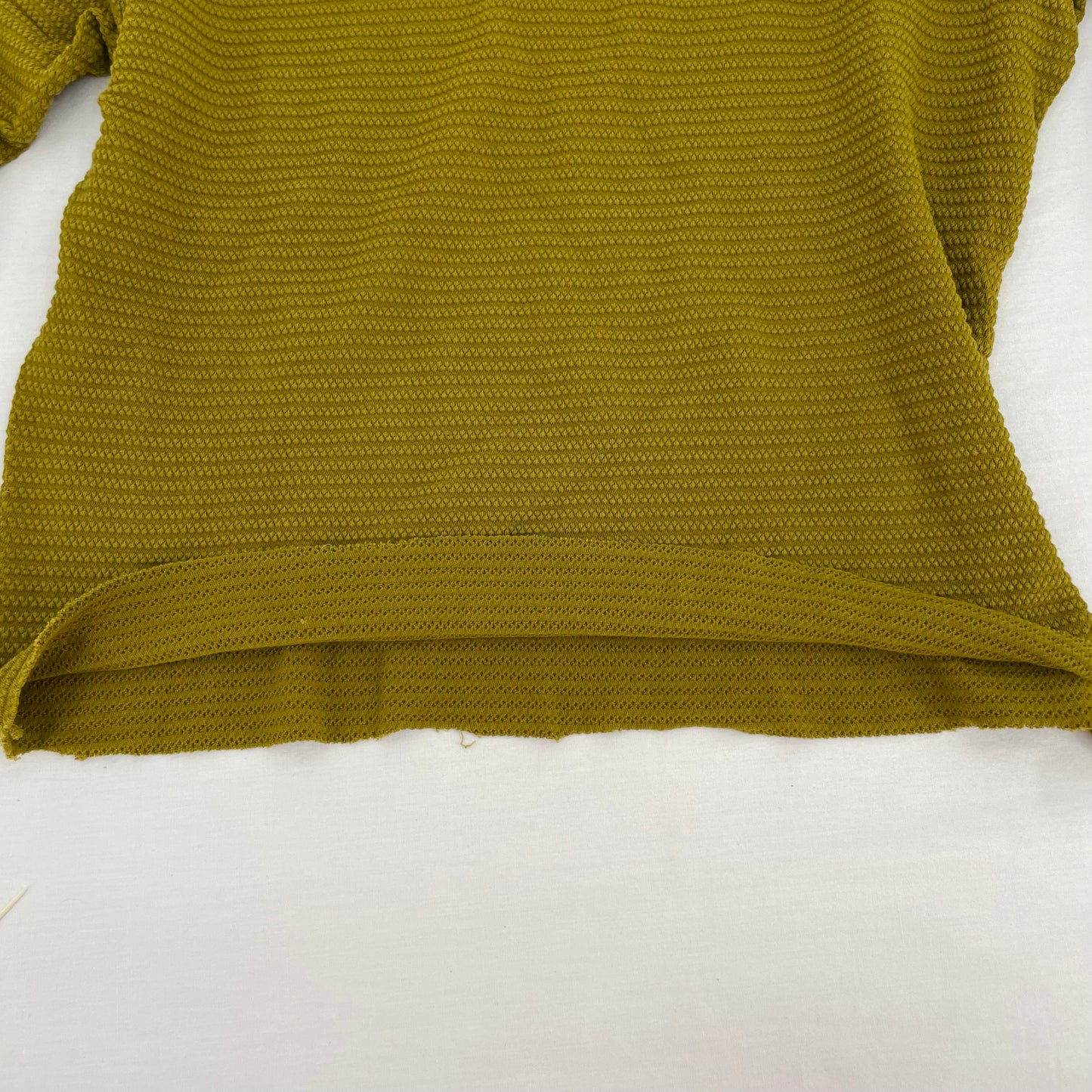 Big Bud Press Honeycomb Texture Thermal Tee Olive Green Long Sleeve Cotton Top Unisex Size XS