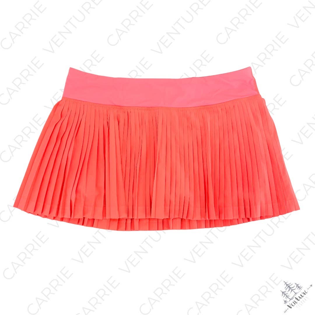 Lululemon Pleat To Street II Skirt Neon Grapefruit Pleated Skort Tennis Orange Size 10