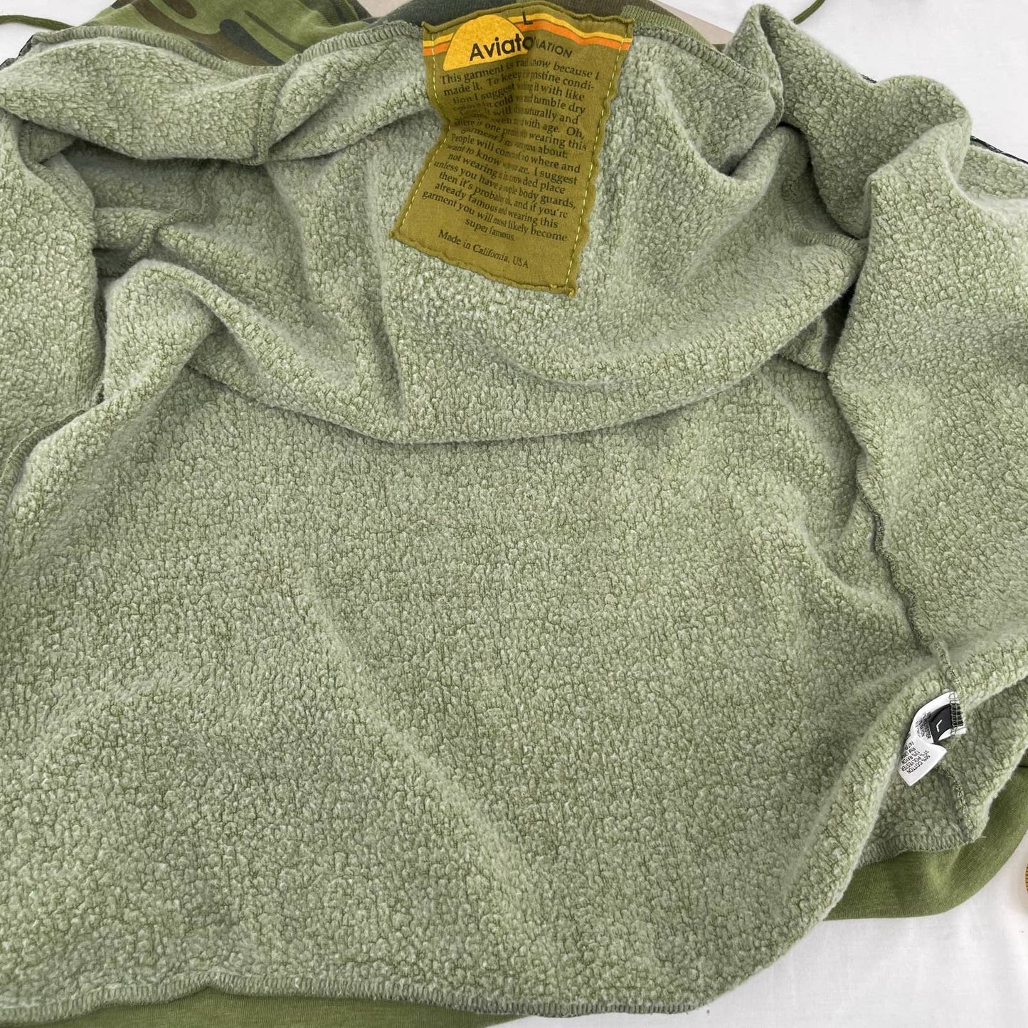 Aviator Nation Zip Hoodie Bolt Camo Green Camouflage Yellow Lightning Unisex Size L