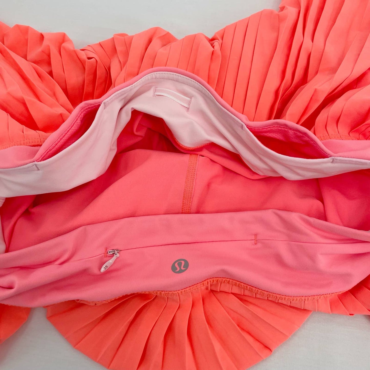 Lululemon Pleat To Street II Skirt Neon Grapefruit Pleated Skort Tennis Orange Size 10
