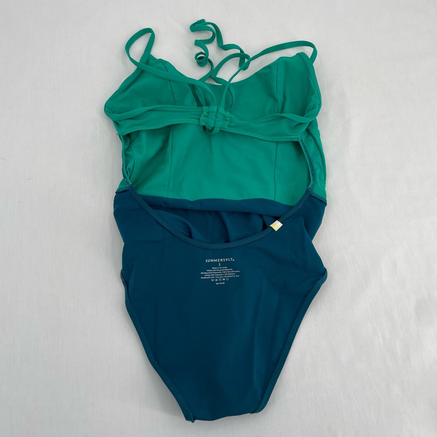 Summersalt The Swan Dive Green Teal Seaglass Seaweed Keyhole One Piece Swimsuit, Size 2