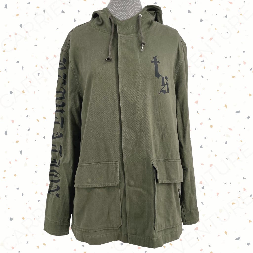 Taylor Swift Reputation Jacket Army Green Black Snake Stadium Tour Olive Coat Size L
