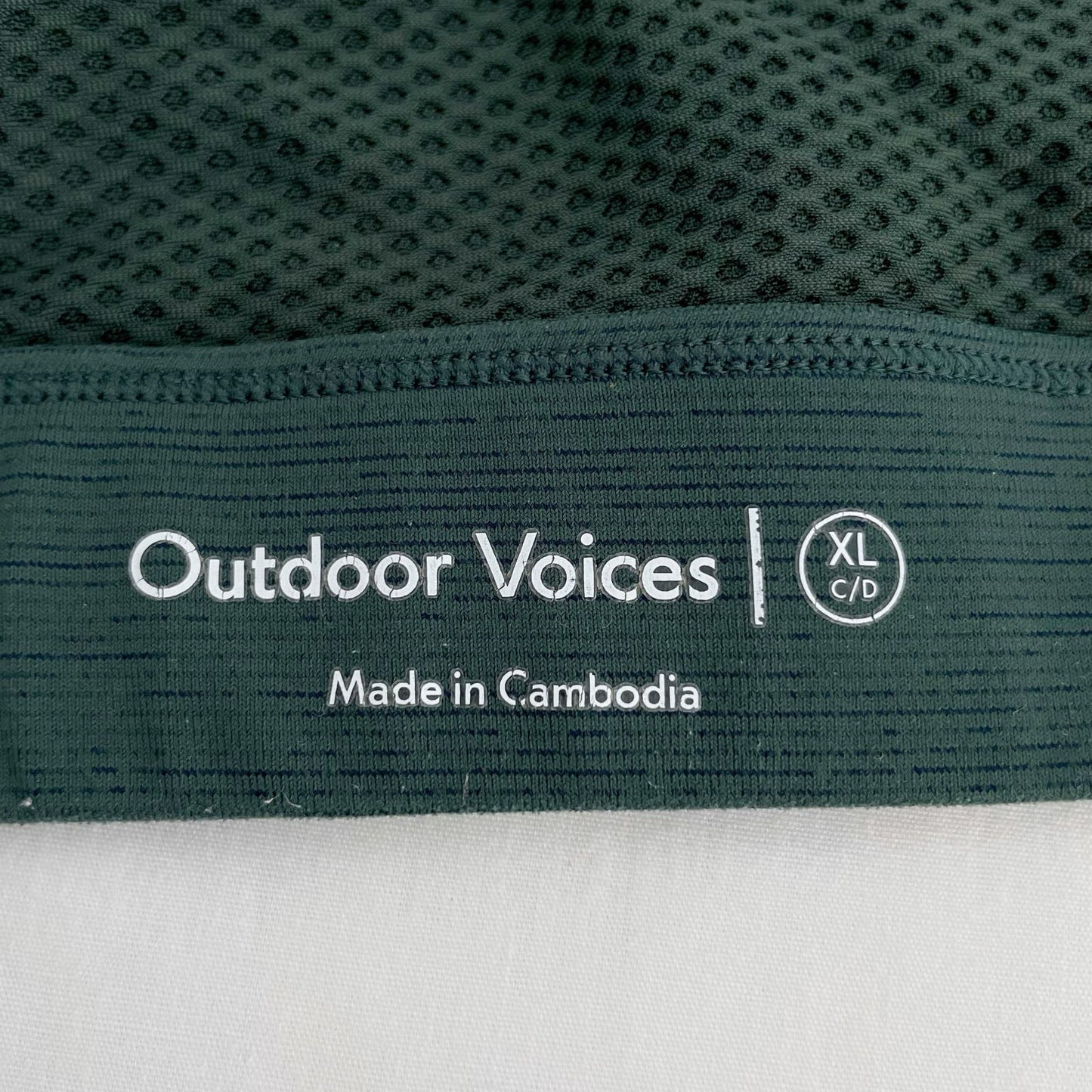 Outdoor Voices Zip Up Front Sports Bra Evergreen Dark Green Adjustable Straps Size XL (C/D)