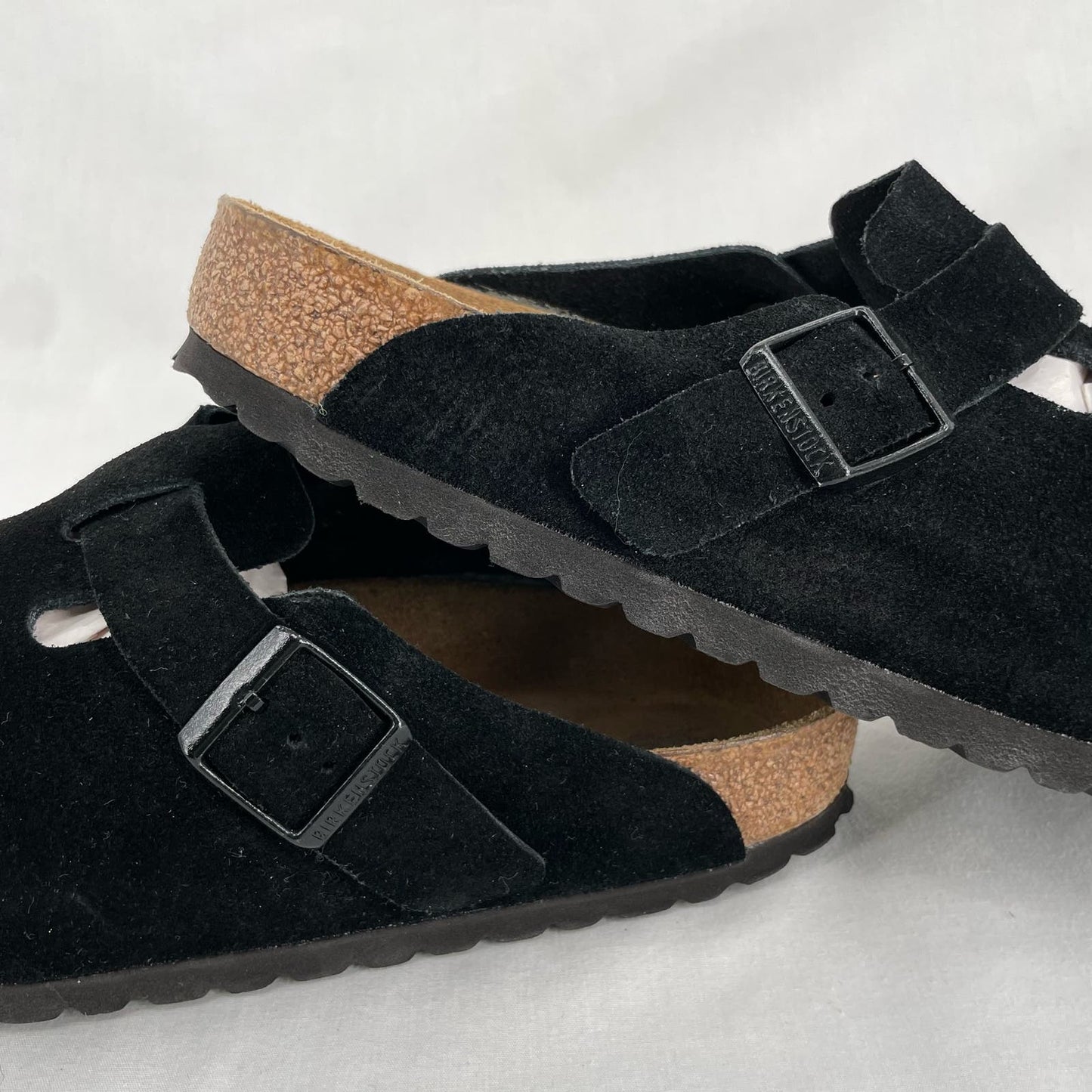 Birkenstock Black Suede Boston Clogs Soft Leather Slip On Shoe Unisex Size EU 41