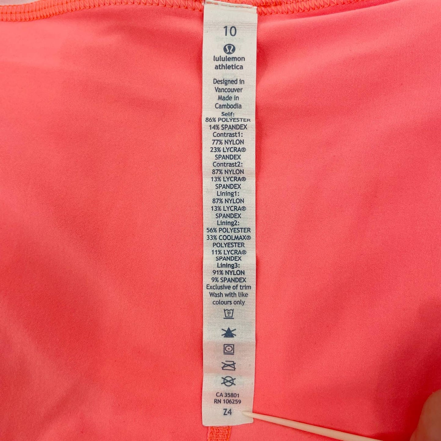 Lululemon Pleat To Street II Skirt Neon Grapefruit Pleated Skort Tennis Orange Size 10