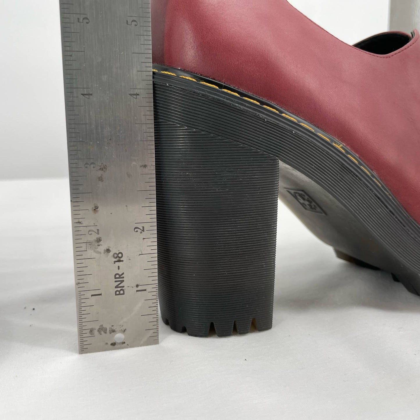 Dr. Martens Cordelia Wine Red Maroon Leather Chunky High Heeled Pumps Shoes Size 11
