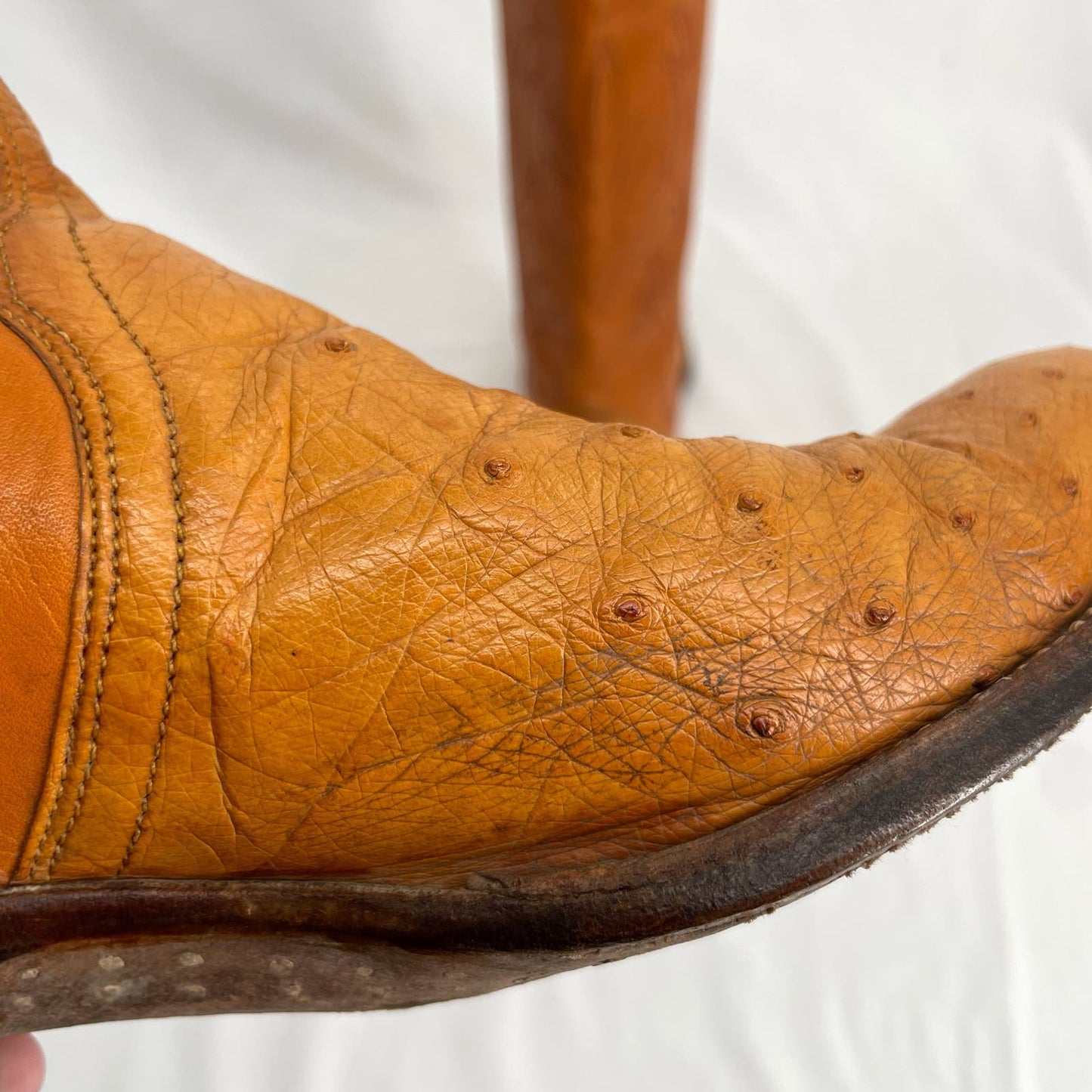 El Dorado Vintage Ostrich Orange Leather Buttercup Cowboy Western Boots Size 8M