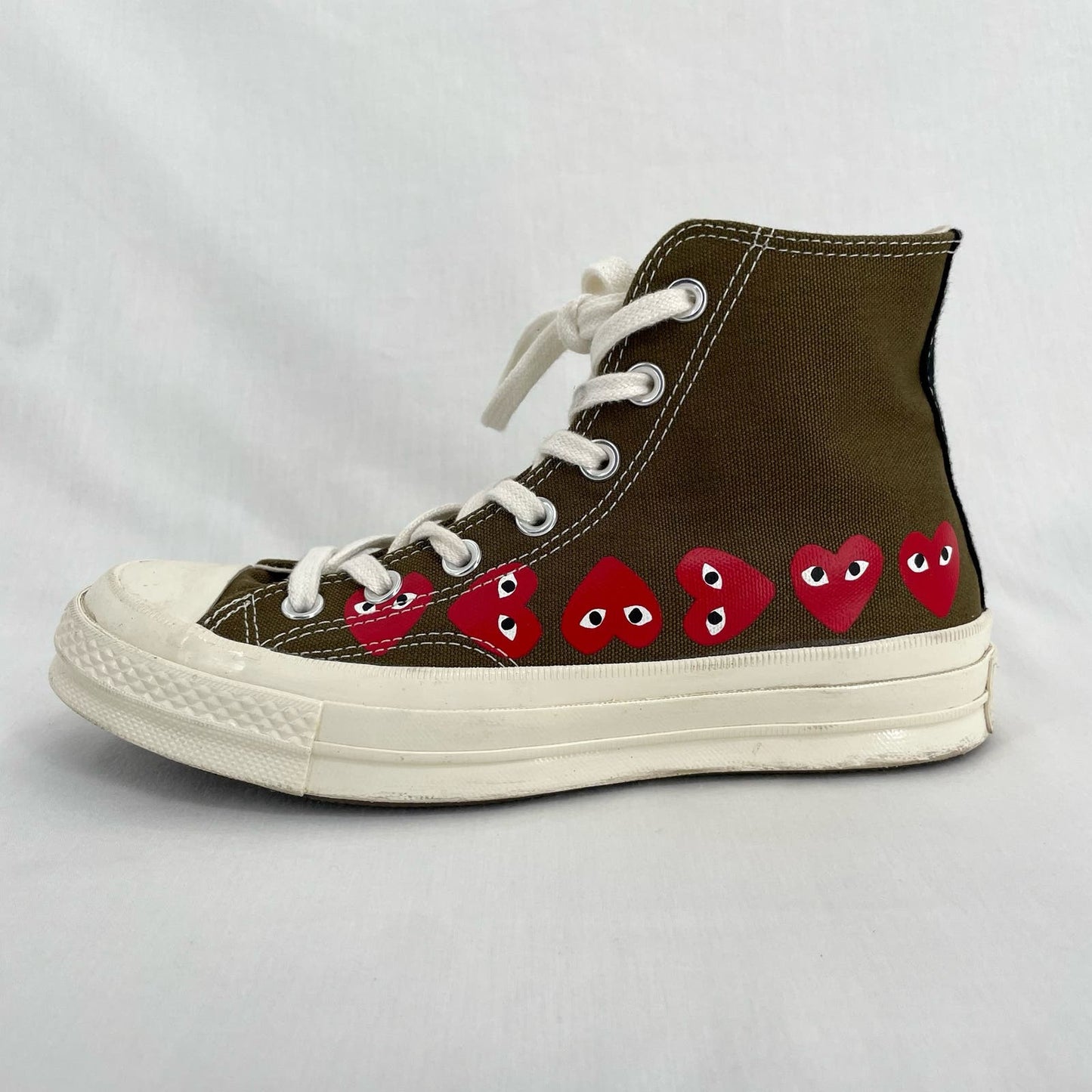 Converse X Comme des Garcons Play Chuck Taylor Multi Heart Khaki Sneaker Shoes Size 7