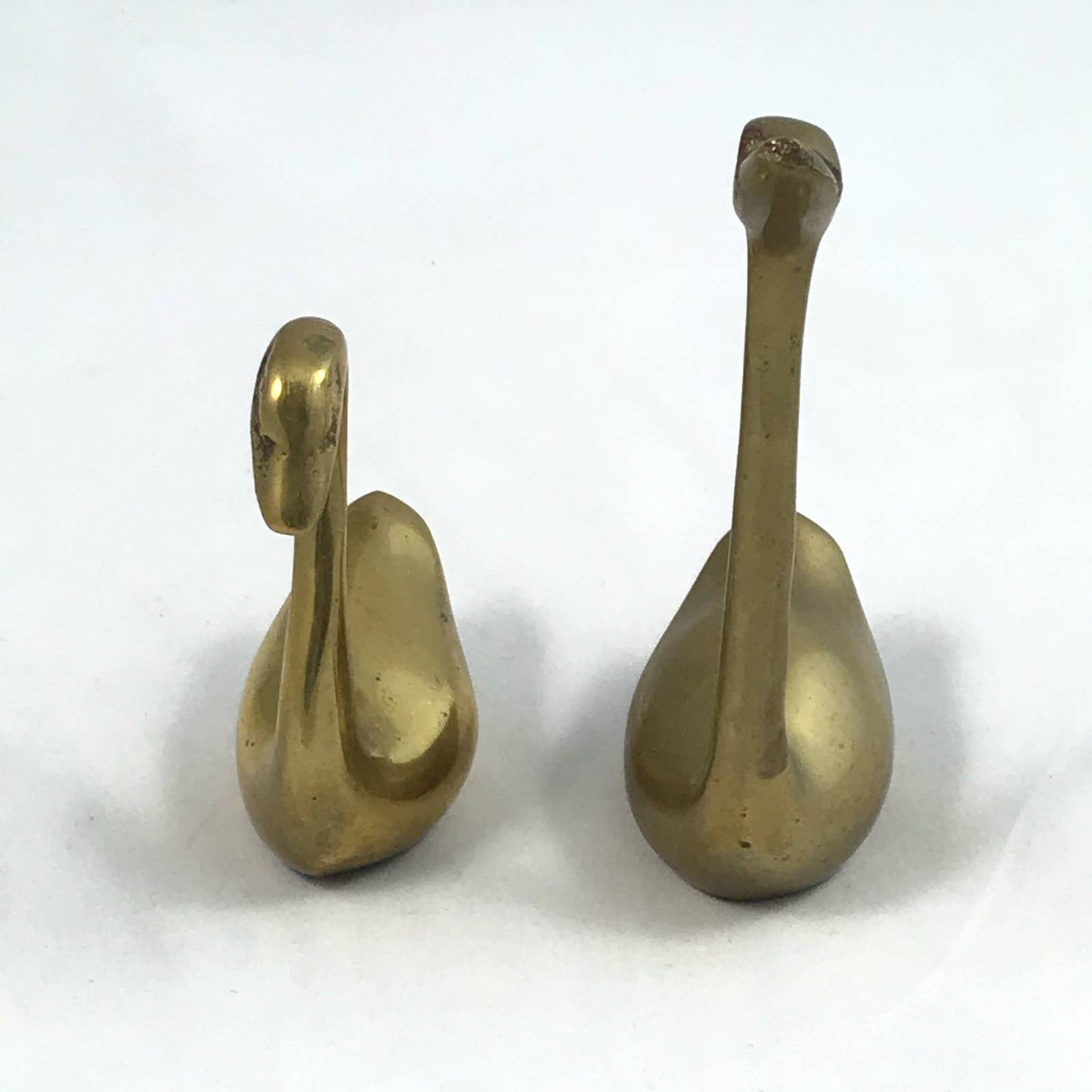 Vintage Brass Swan Pair Sleek Mid-Century Modern Home Decor Gold Birds Set of 2