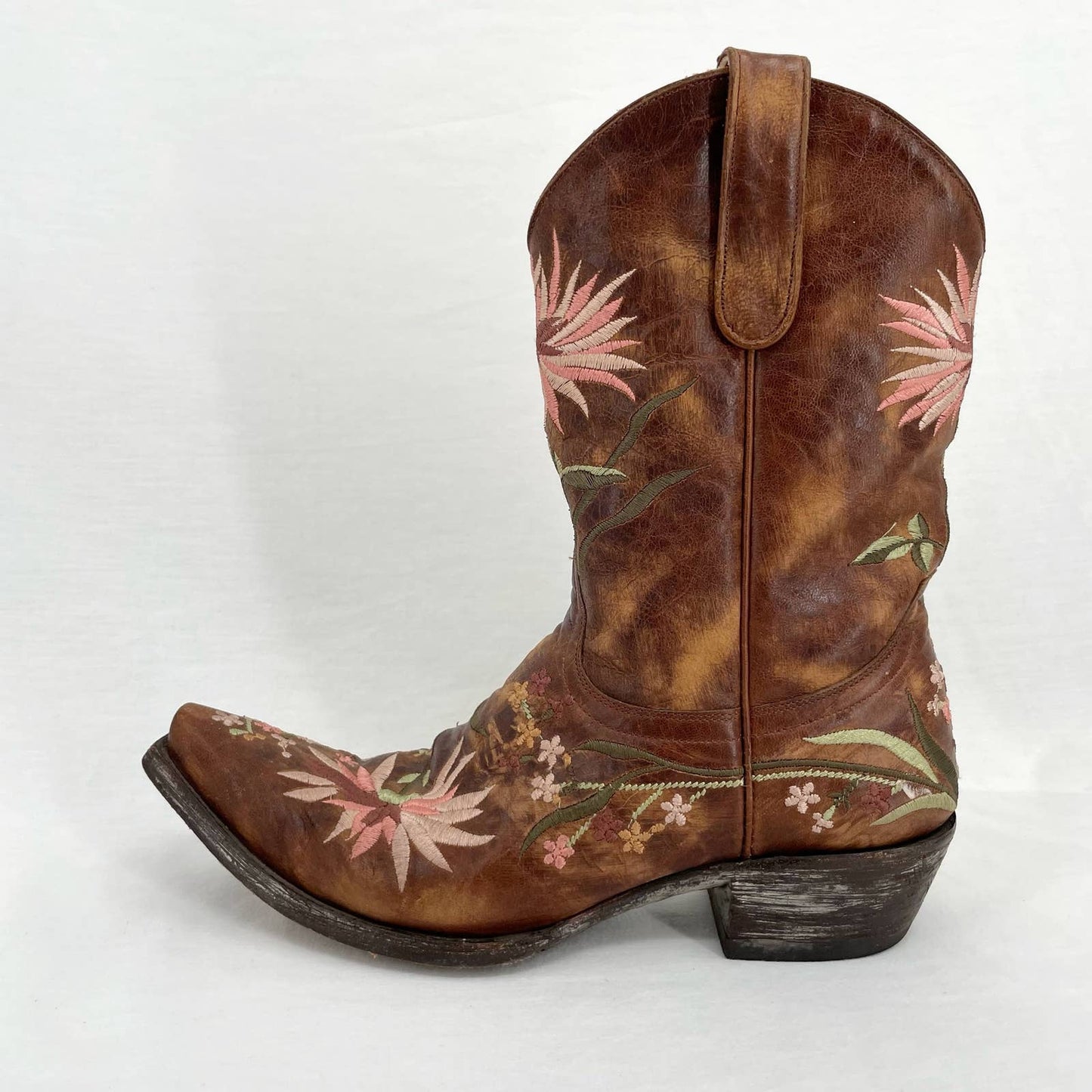 Old Gringo Ellie Boot Low Western Cowboy Cowgirl Floral Leather Brass Brown Size 8.5