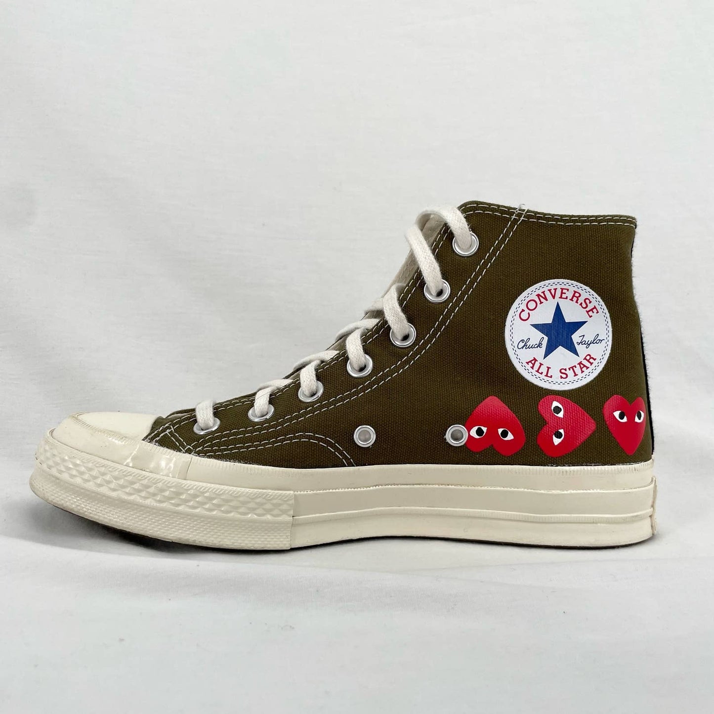 Converse X Comme des Garcons Play Chuck Taylor Multi Heart Khaki Sneakers Shoes Size W 8