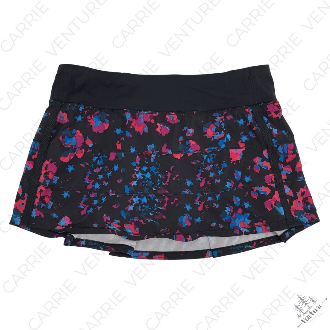 Lululemon Pace Rival II Dandy Digie Multi Black Pink Blue Print Athletic Skirt Size 8