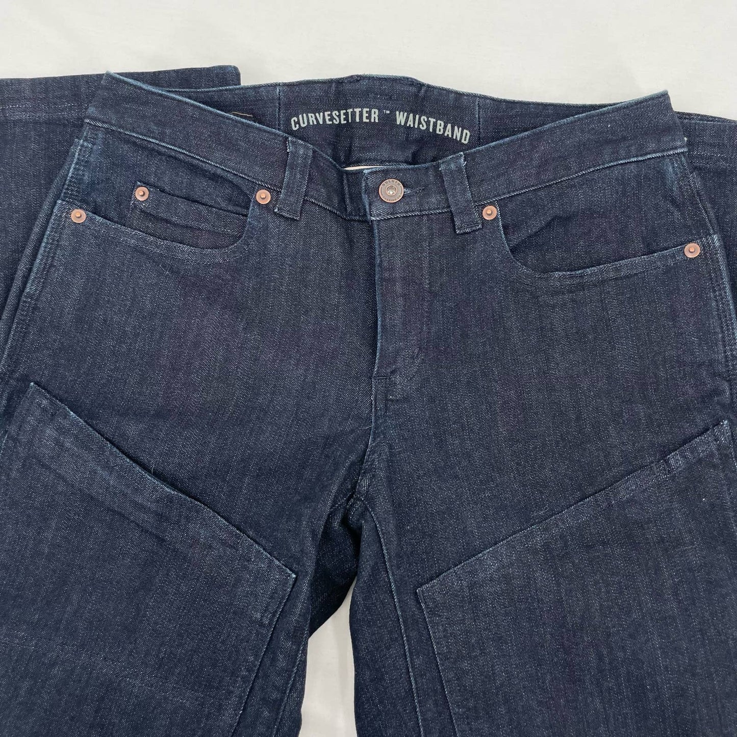 Duluth Trading Work Jeans Double Flex Double-Chapped Bootcut Dark Blue Size 6/31