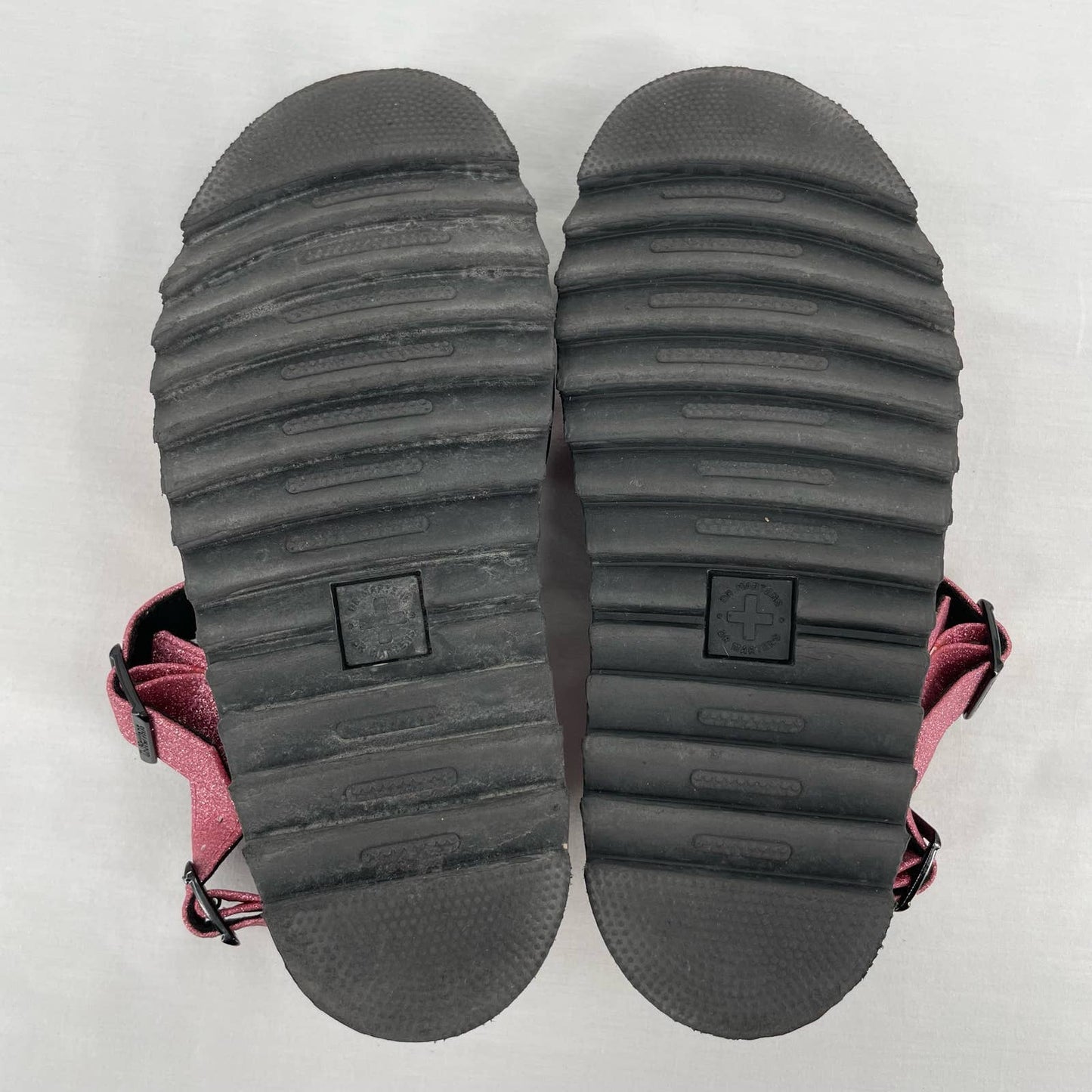 Dr. Martens Voss Sandals Pink Fine Glitter Chunky Sole Platform Buckle Straps Size 8