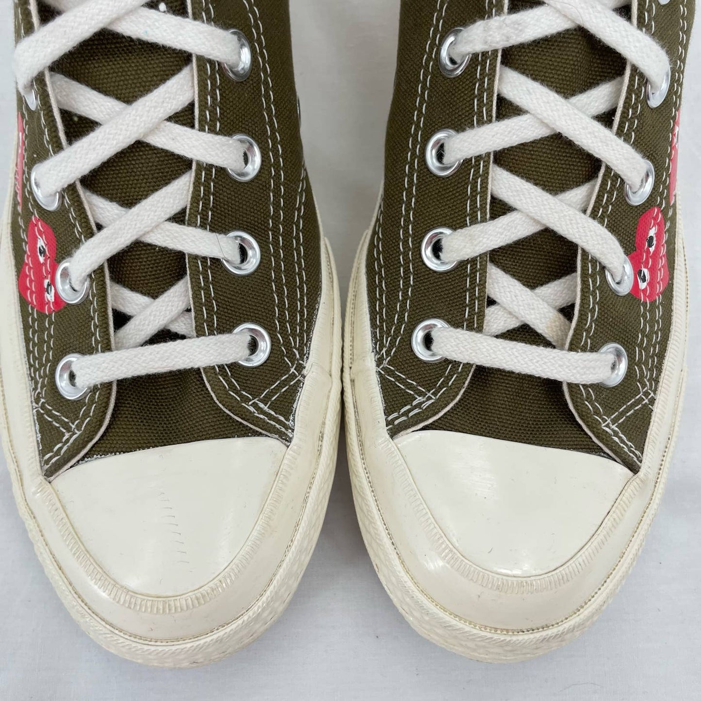 Converse X Comme des Garcons Play Chuck Taylor Multi Heart Khaki Sneakers Shoes Size W 8