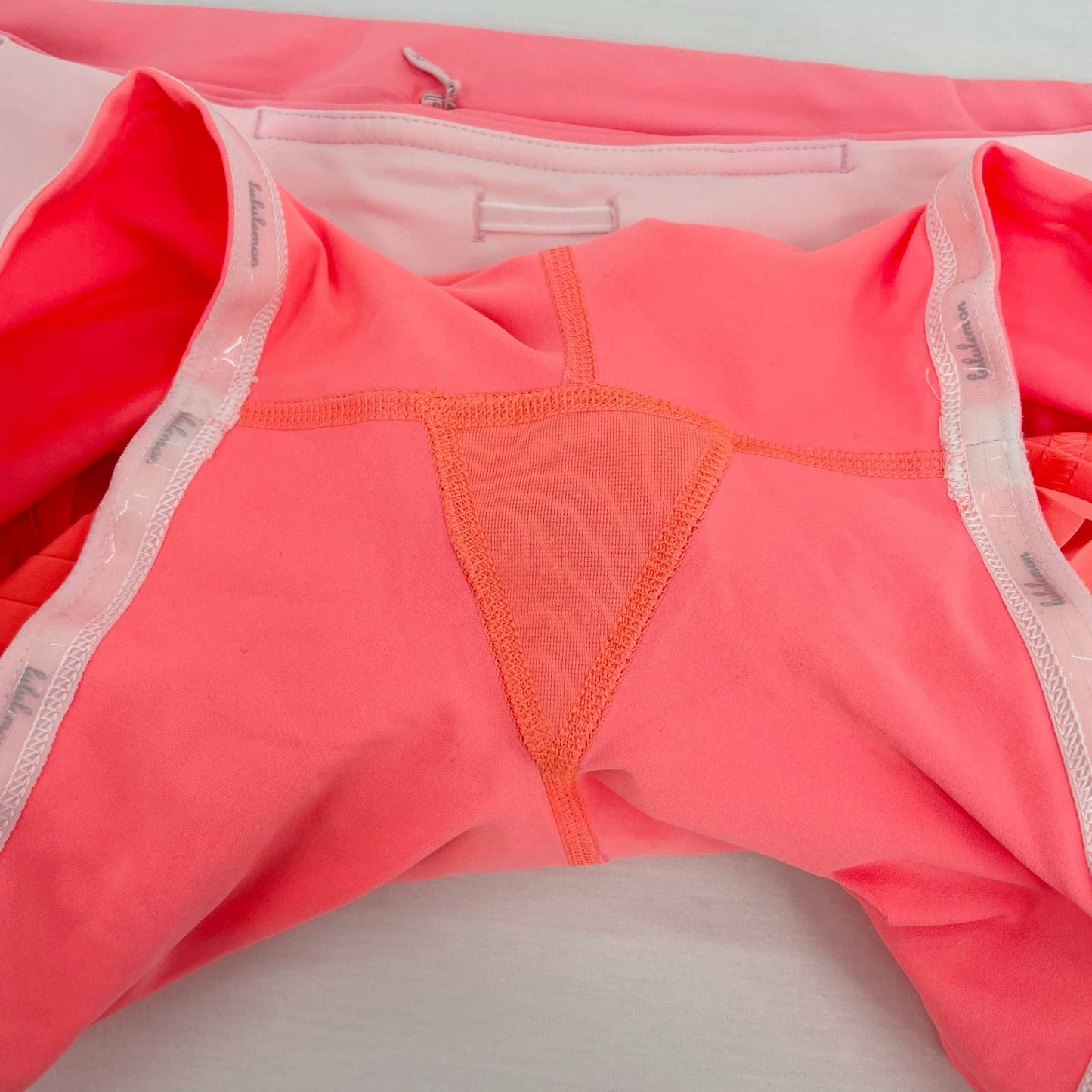 Lululemon Pleat To Street II Skirt Neon Grapefruit Pleated Skort Tennis Orange Size 10