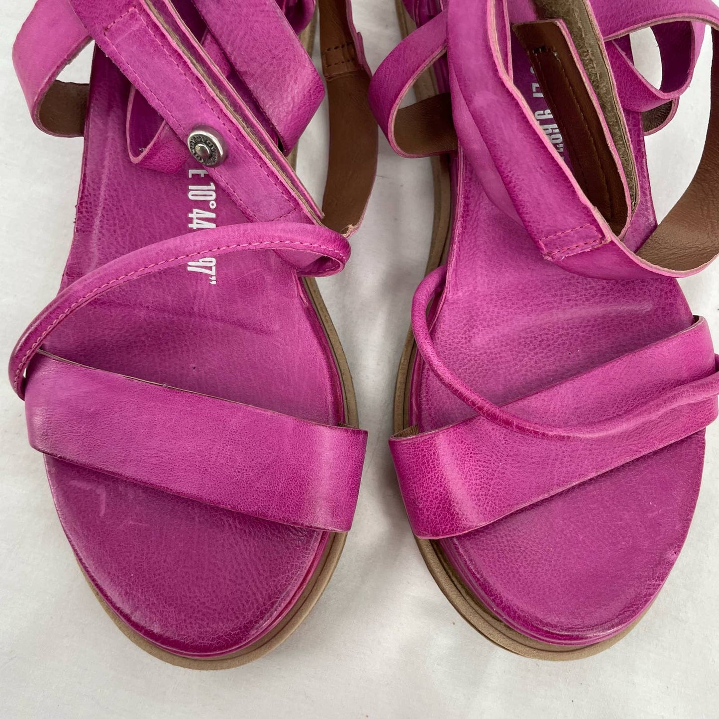 A.S.98 AS98 Labo Hot Pink Fuchsia Leather Wrap Platform Gladiator Sandals Size EU 39
