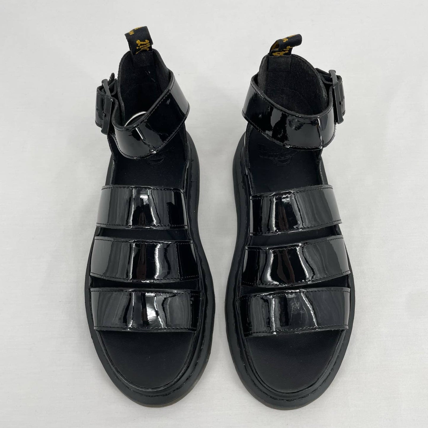 Dr. Martens Clarissa II Black Patent Leather Sandals Goth Grunge Summer Size 9