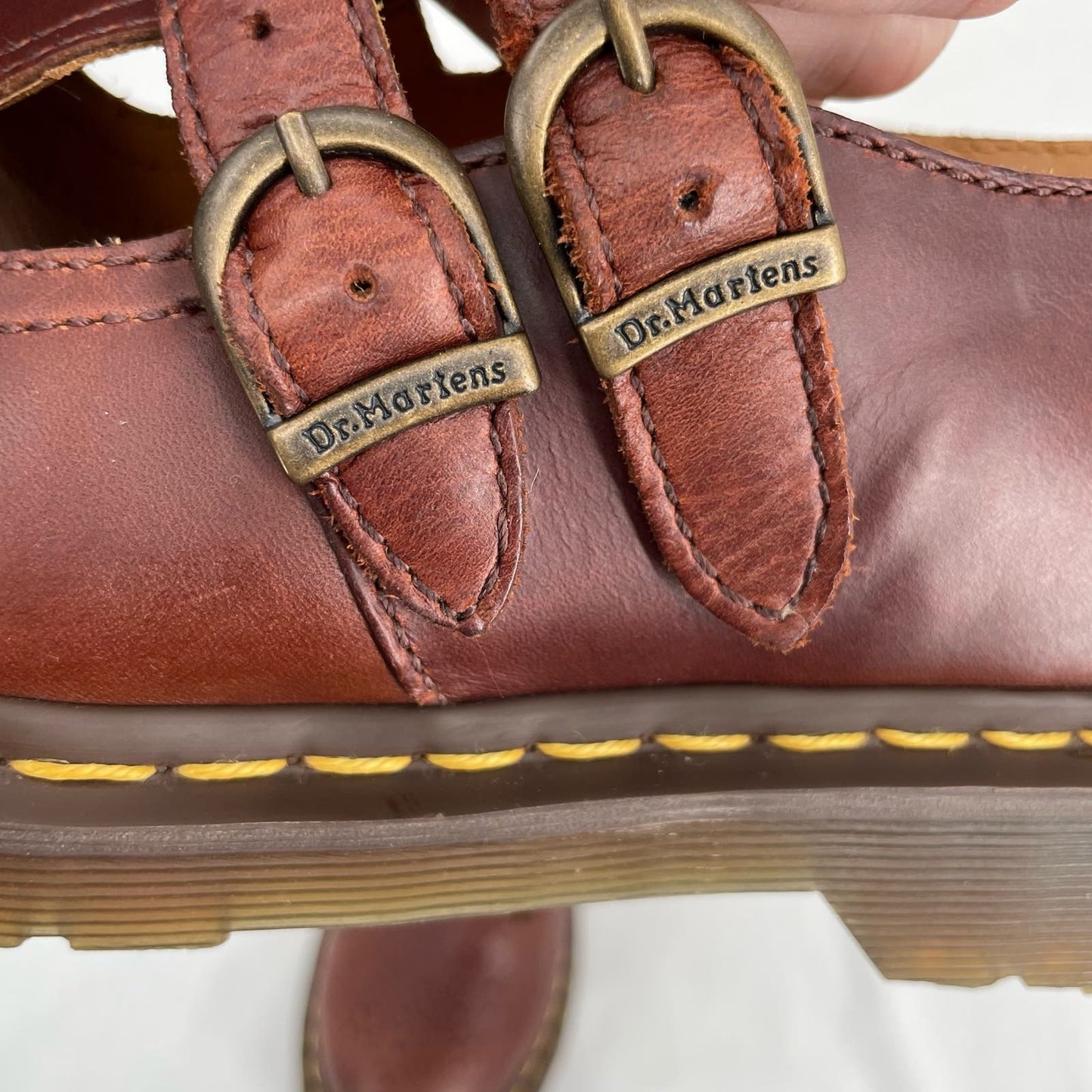 Dr. Martens Mary Jane Brown Smooth Leather Double Buckle Oxford Classic Shoes Size 8