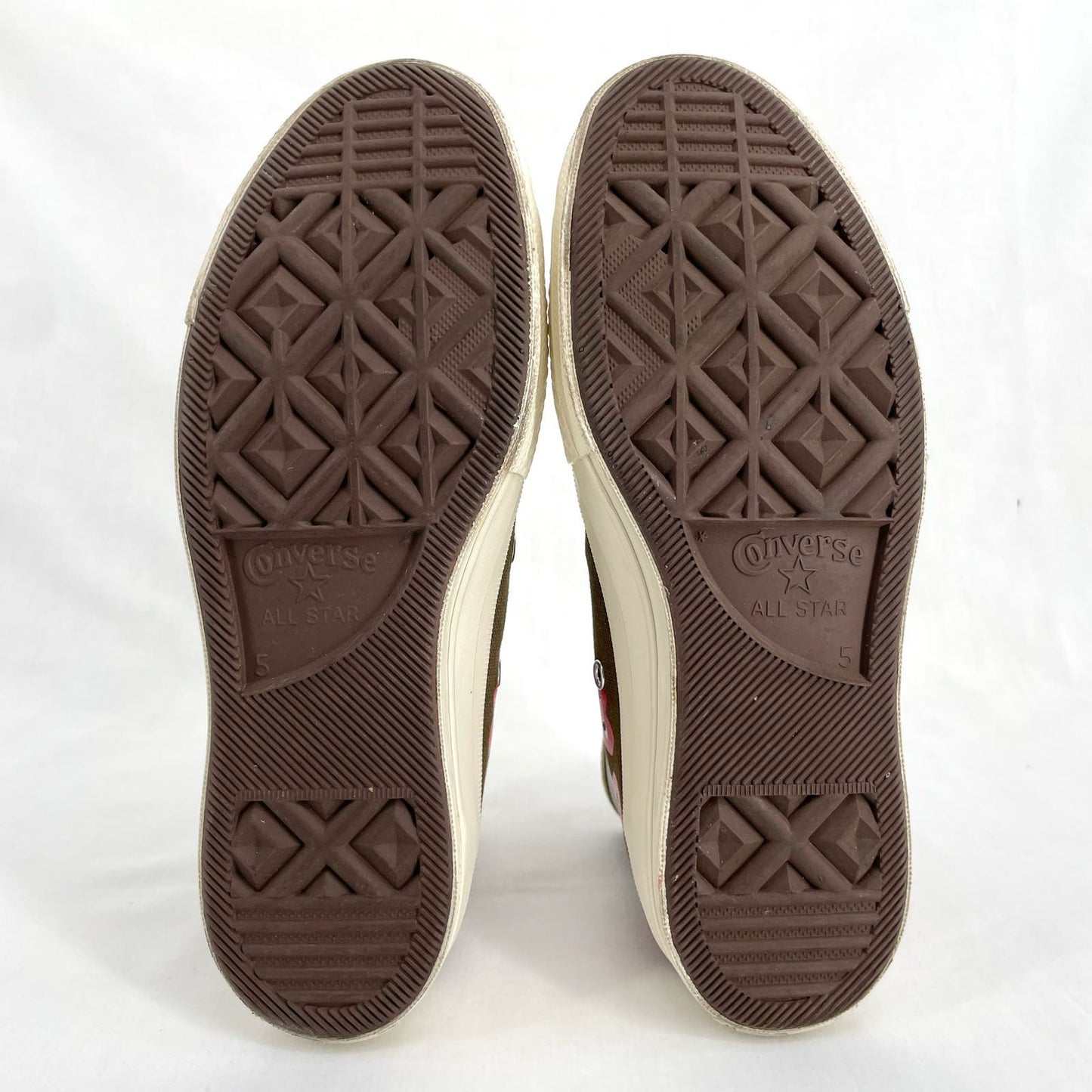 Converse X Comme des Garcons Play Chuck Taylor Multi Heart Khaki Sneaker Shoes Size 7